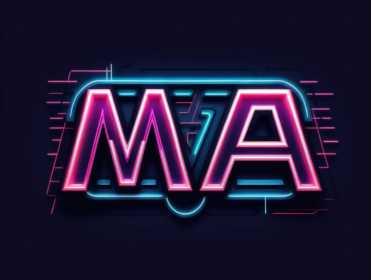 Futuristic Neon Logo Design Featuring M and A