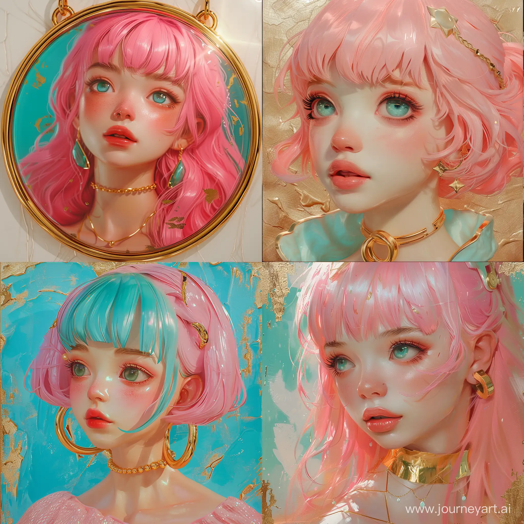 3D-Android-Portrait-with-EyeCatching-Resin-Jewelry-in-Pink-and-Aquamarine-Style
