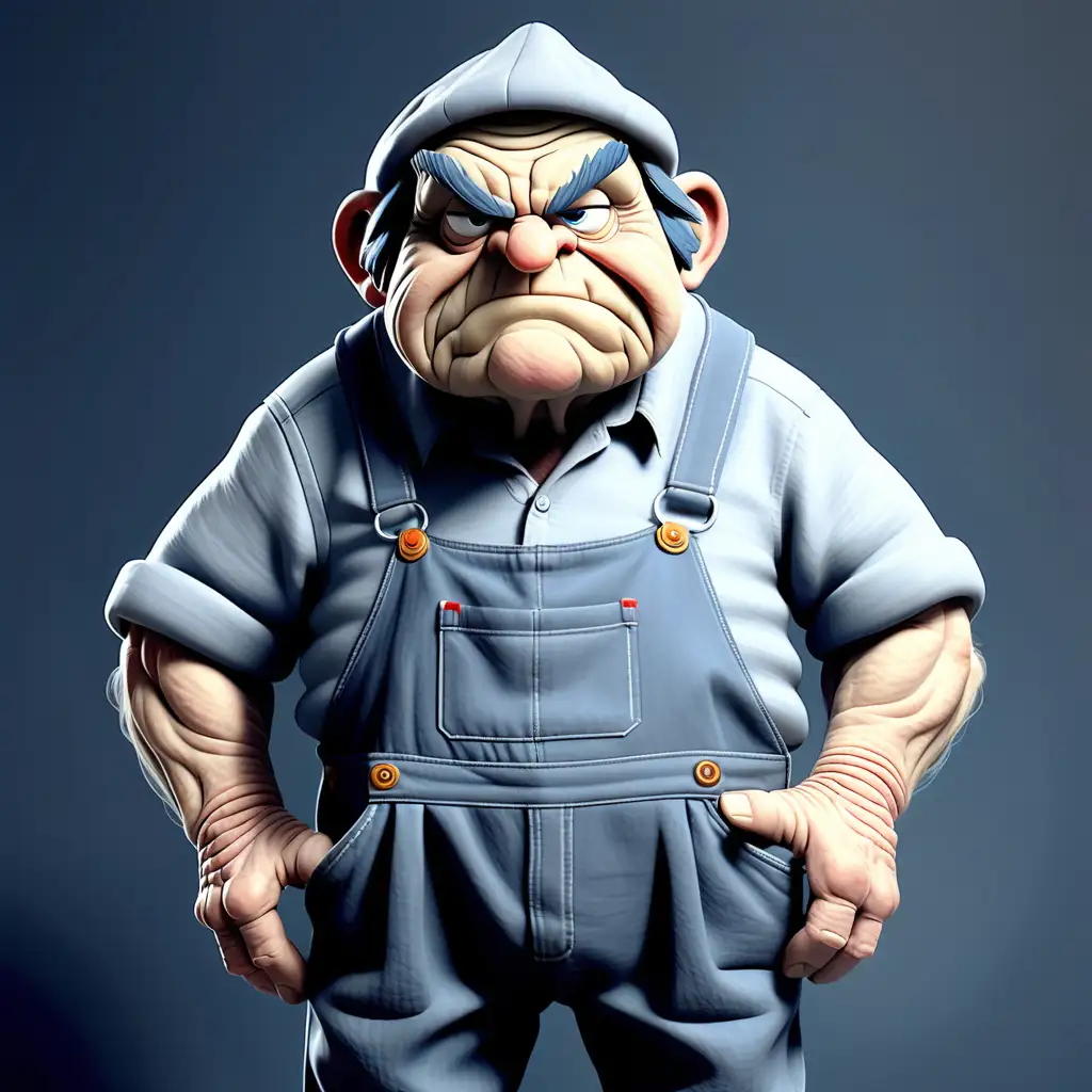Mr Grumble is around 70 years old, Wrinkled and always grumpy looking but has a hit of a soft loveable side. He is slender built always wears overalls and likes to work with is hands. 