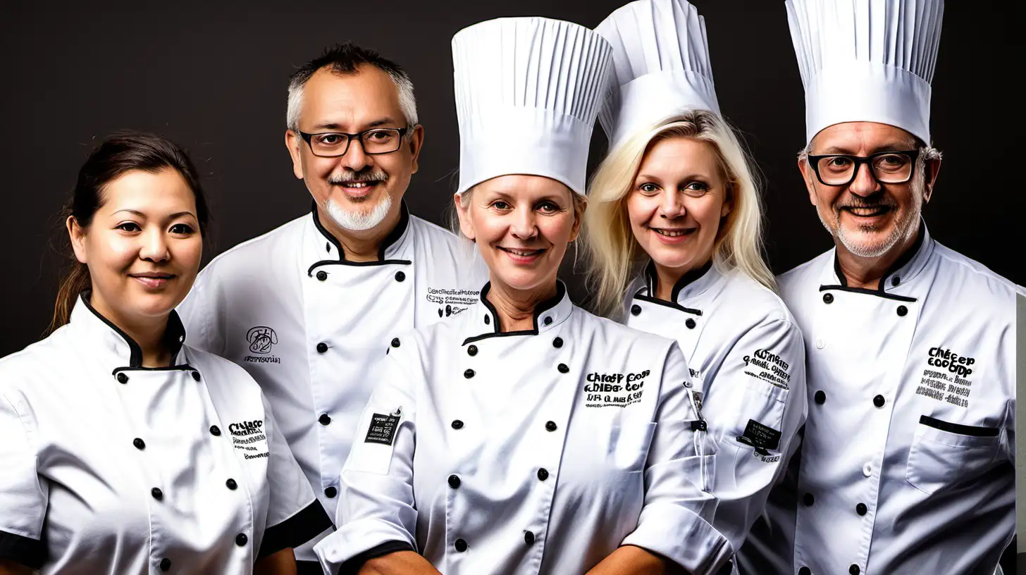 chef co-op, international chefs, 1 older male and 4 female.
