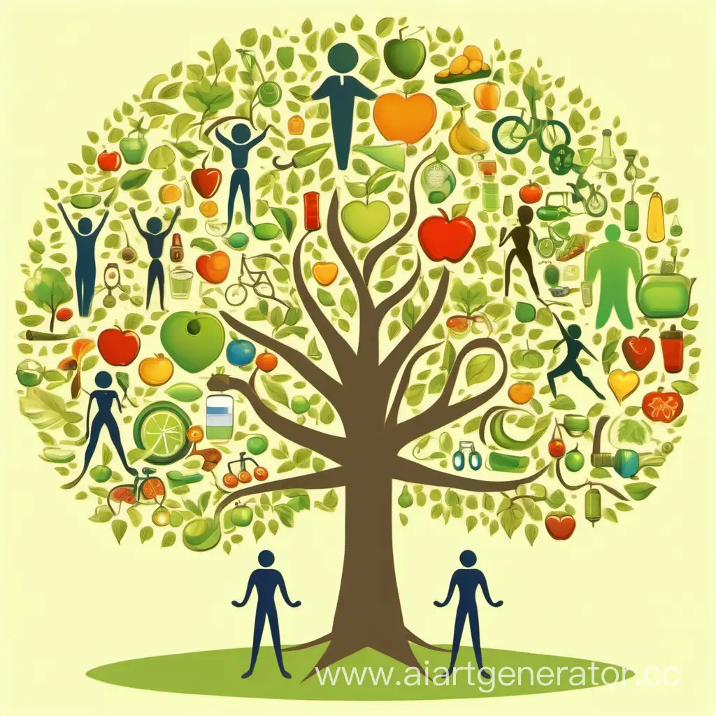Healthy lifestyle tree person energy