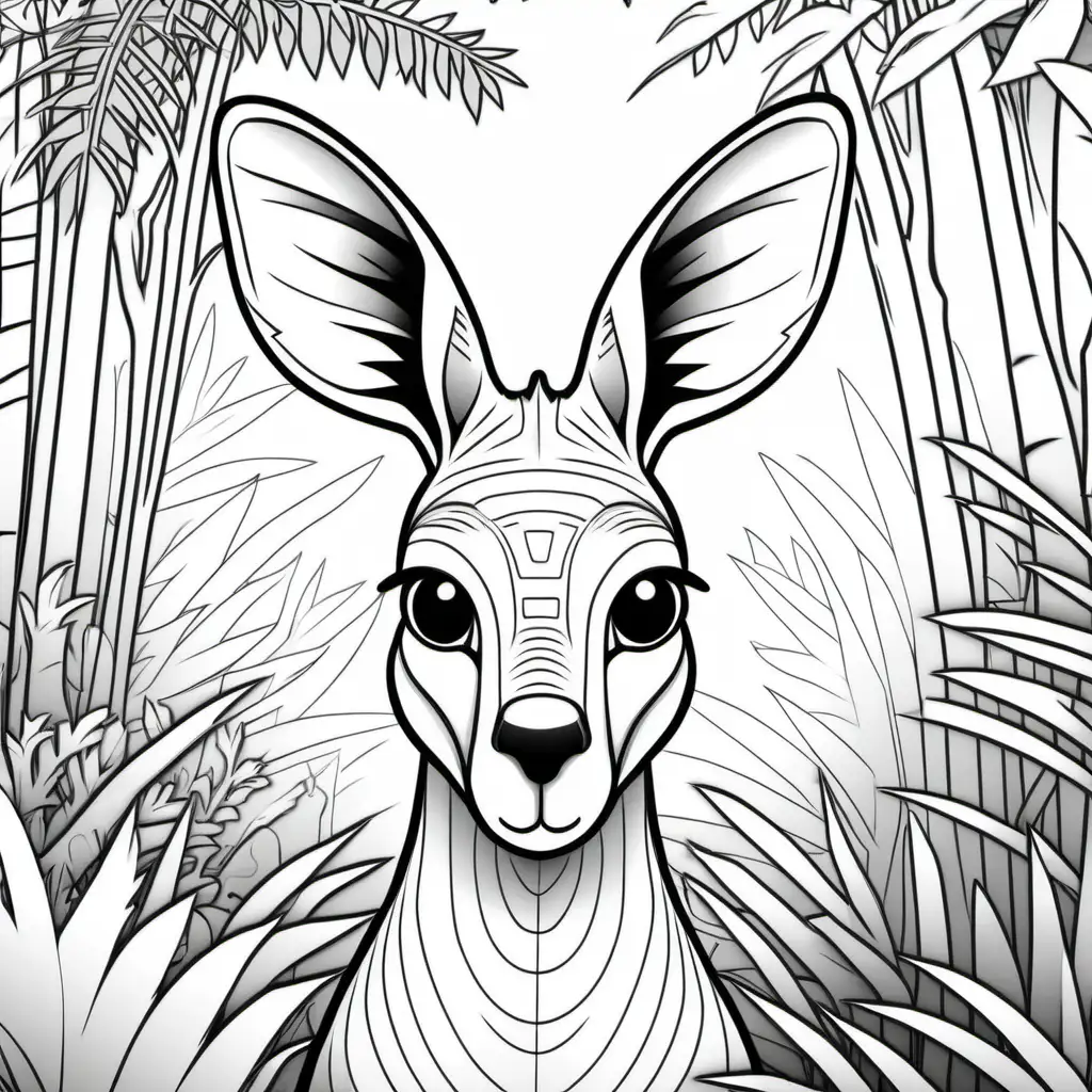 Kangaroo Face Coloring Page Jungle Adventure for Kids