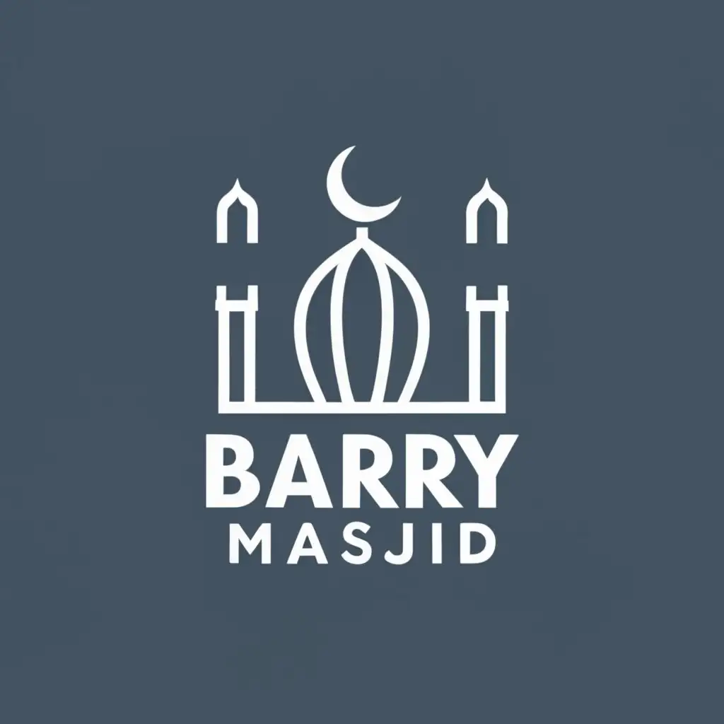logo, Use logo name in a shape of a mosque, with the text "Barry Masjid", typography, be used in Religious industry