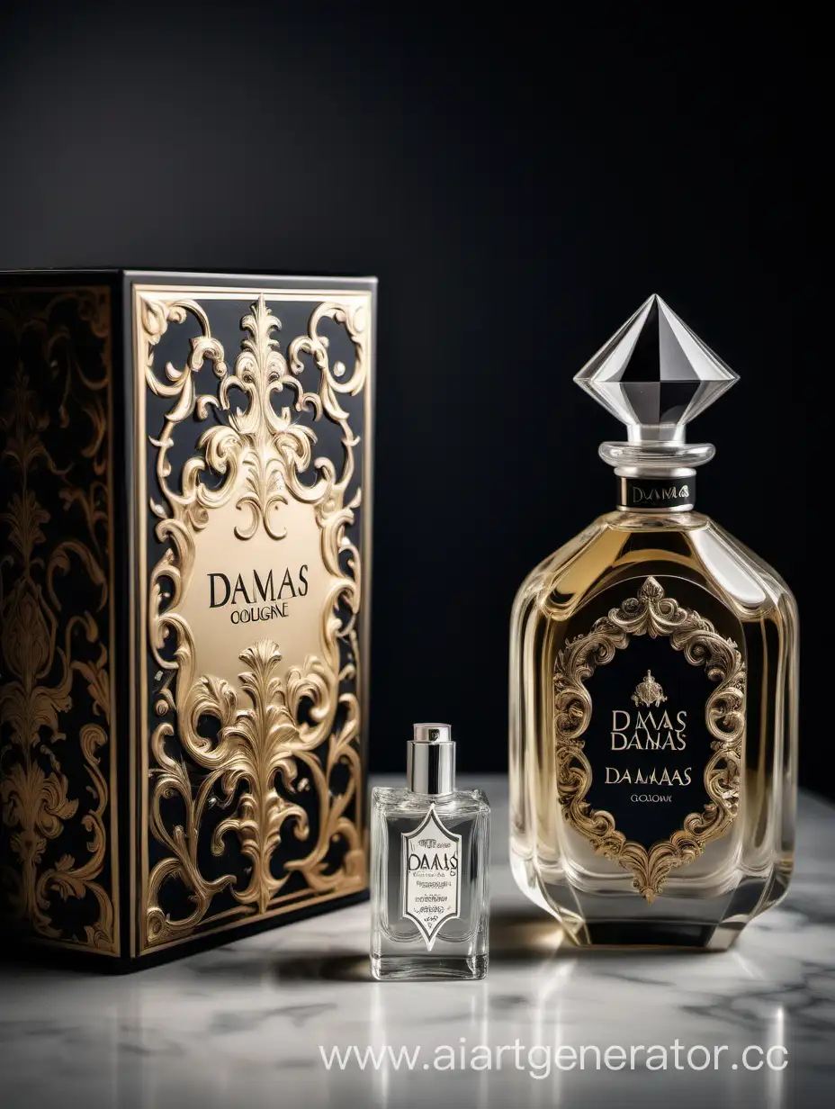 a bottle of damas cologne sitting next to a box, a flemish Baroque by Demetrios Farmakopoulos, instagram contest winner, dau-al-set, dynamic composition, contest winner, feminine