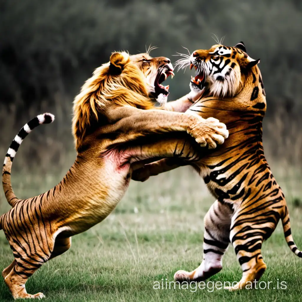 fight between a lion and a tiger