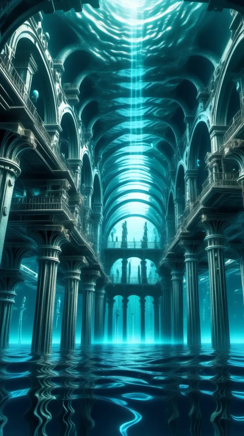 Surreal Underwater Atlantis Calm Steampunk Art with HR Giger and James Cameron Inspirations