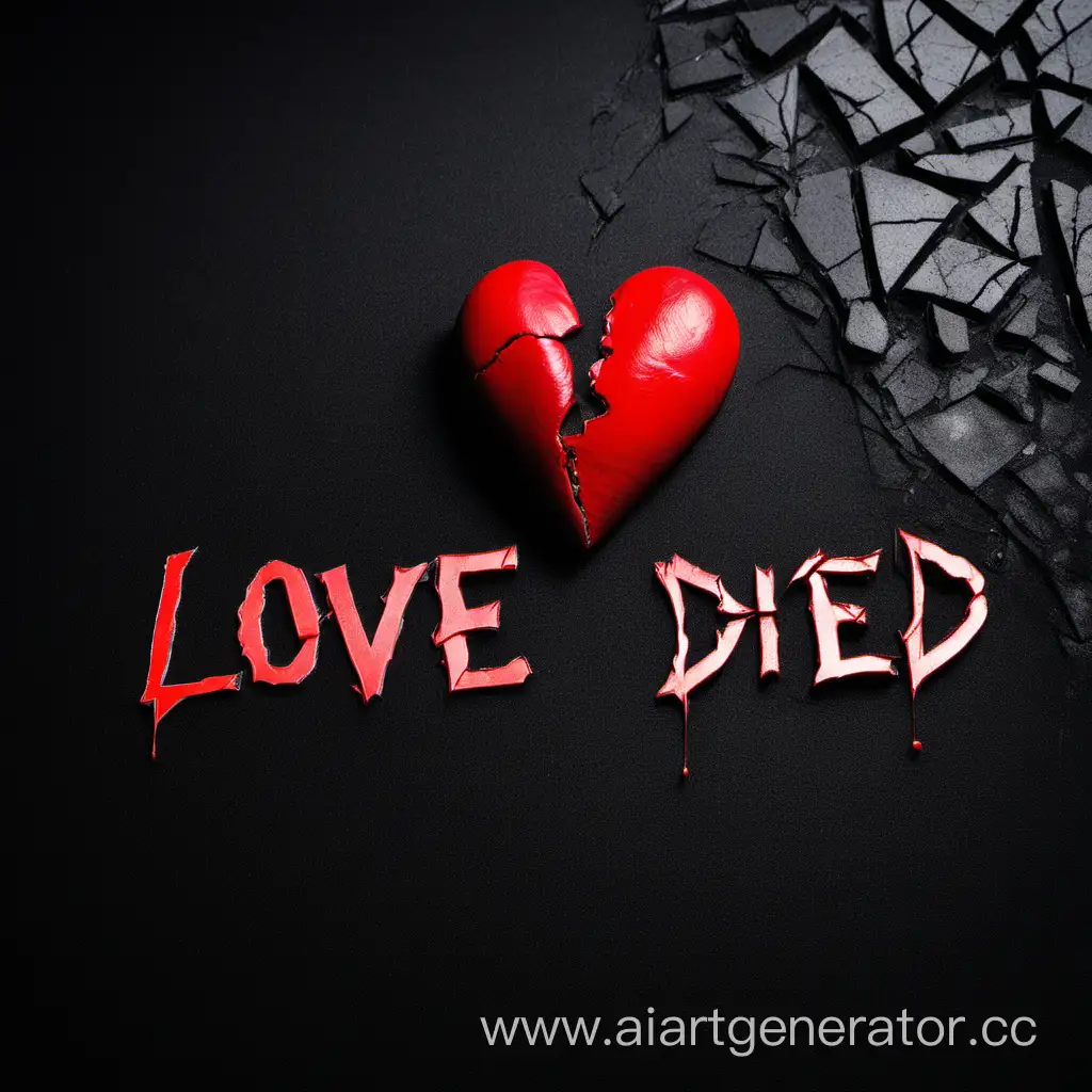 Broken-Heart-with-Love-Died-Inscription-on-Black-Background