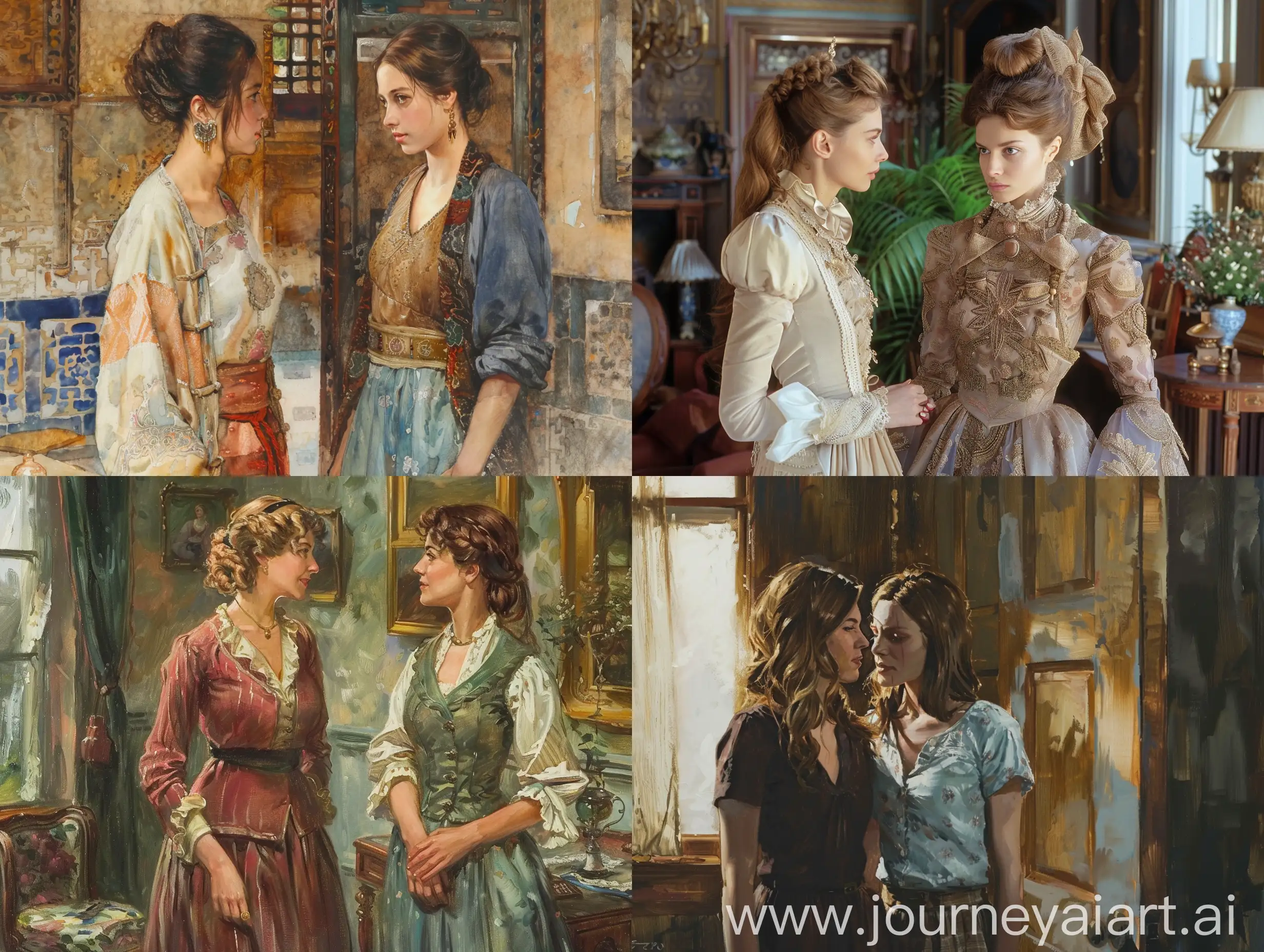 Two-Women-Standing-Together-in-a-Spacious-Room