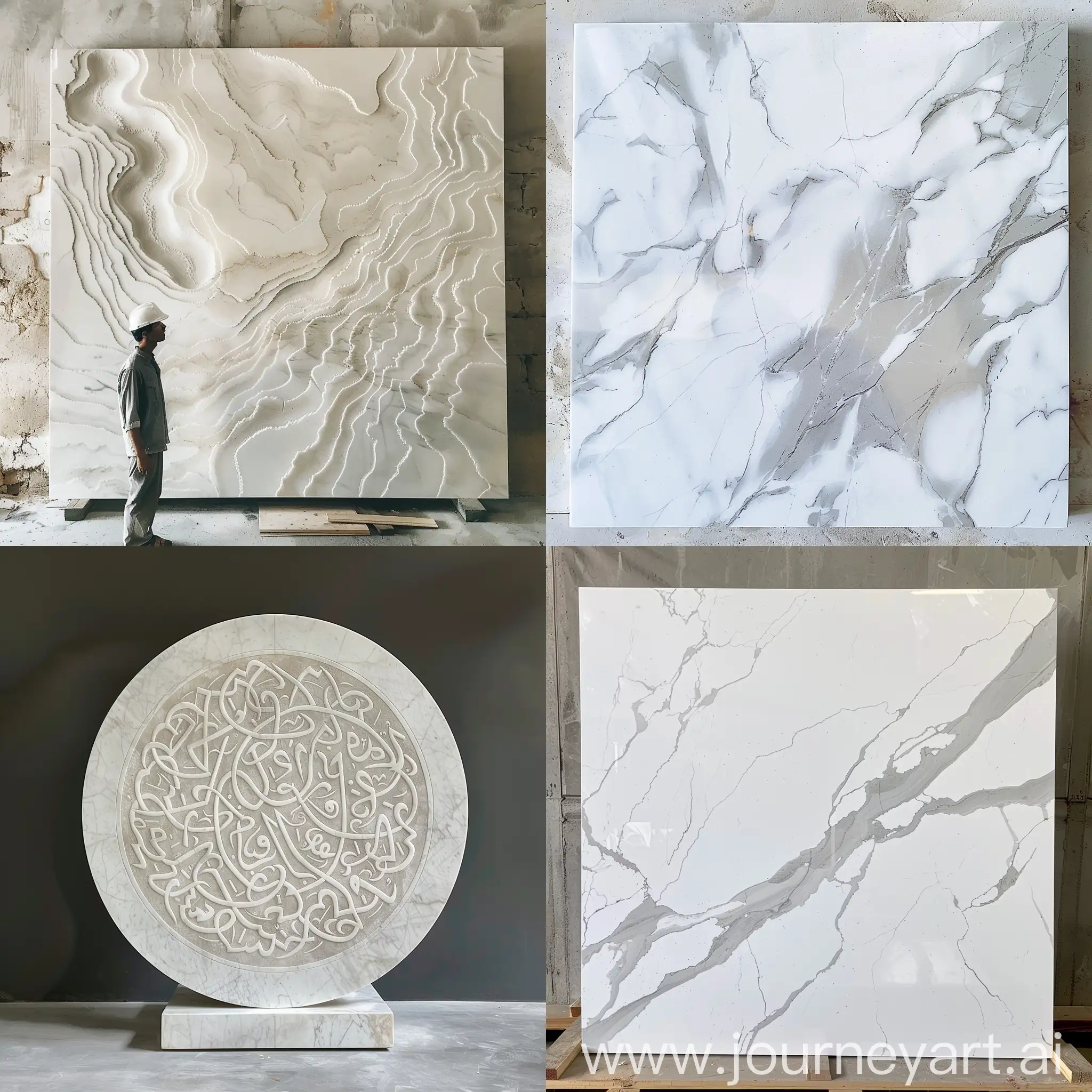 Creating-Rumi-Patterns-on-a-Large-White-Marble-Surface
