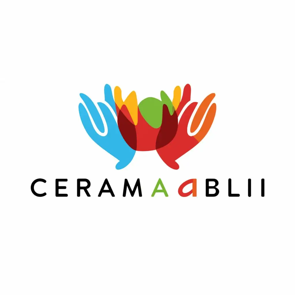 a logo design,with the text "CeramicAbili", main symbol:generates a logo representing an abstract shape that recalls the silhouette of a ceramic product or vase with
the hands that shape it suggest the artistic and creative nature of ceramics, while the color of majolica and social inclusion
  of disabled people,Moderate,clear background
