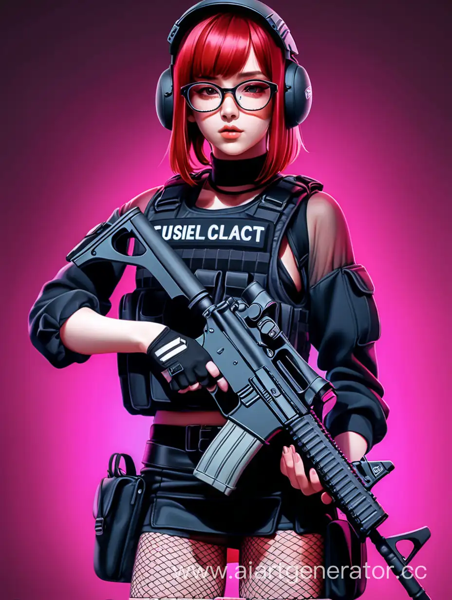 Tactical-Redhead-Girl-in-Neon-Armed-and-Confident