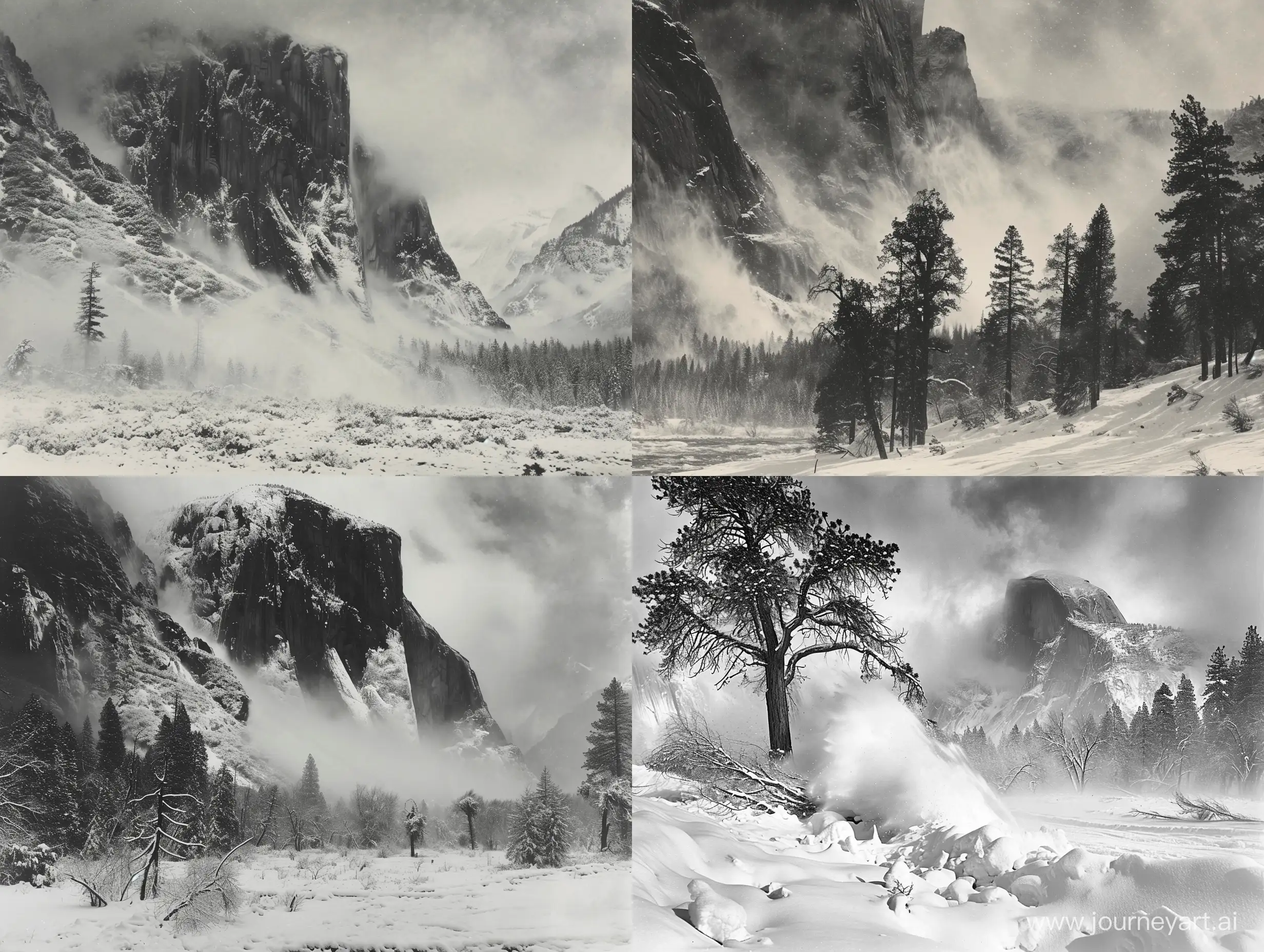 Captivating-Winter-Scene-Ansel-Adams-Yosemite-National-Park-Photograph