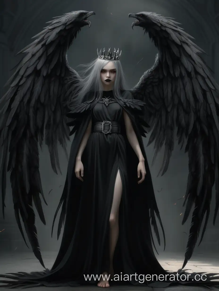 Dark-Angel-Girl-with-Thorns-Crown-and-Feathered-Cloak