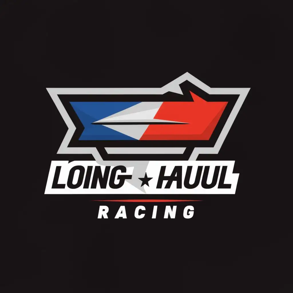 LOGO-Design-for-Team-Long-Haul-Racing-Bold-Typography-Dynamic-Flag-and-Race-Elements-and-Mechanic-Aesthetics-for-Automotive-Industry