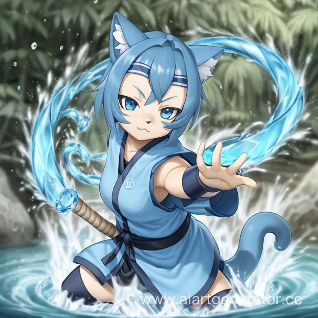 Mystical-Neko-Arc-Waterbender-Summoning-Elemental-Forces