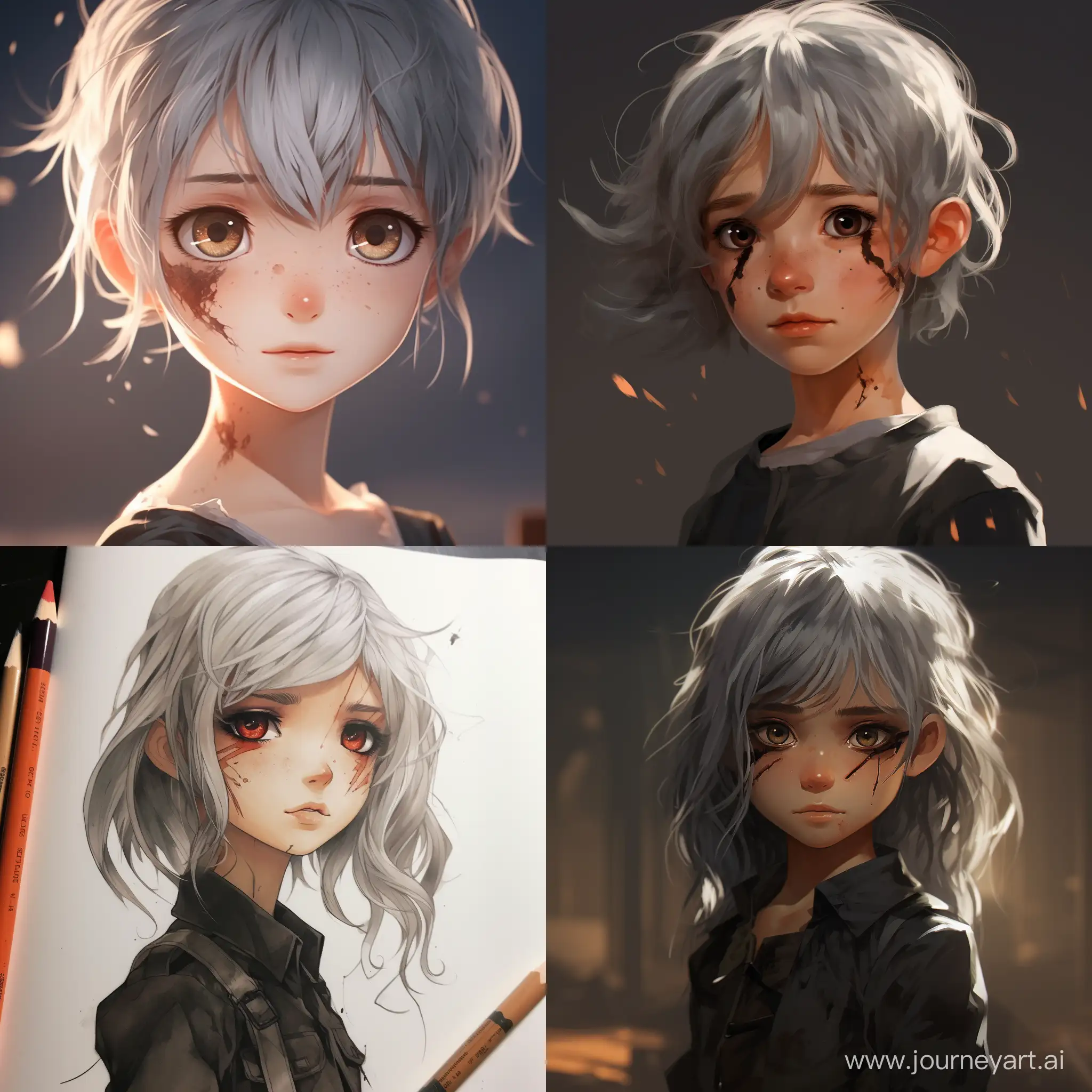 Anime-Style-Portrait-Enigmatic-Little-Girl-with-Gray-Hair-and-Burn-Mark