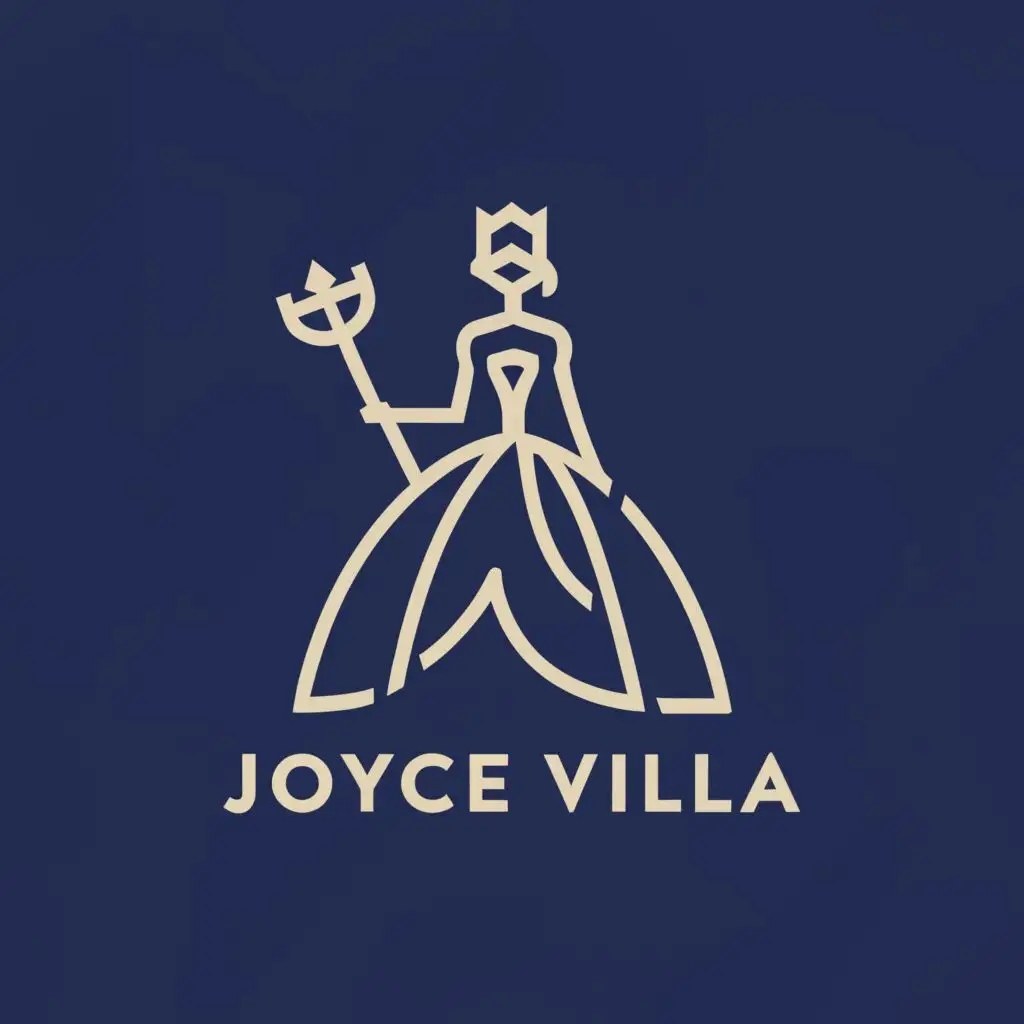 LOGO-Design-for-Joyce-Villa-Elegant-Queen-in-Blue-Gown-on-Clear-Background
