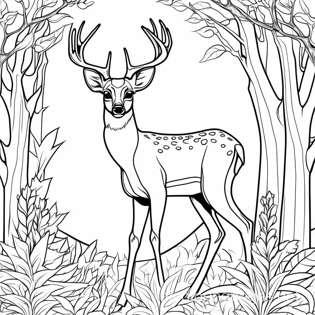 Simple-Black-and-White-Deer-Coloring-Page-with-Ample-White-Space