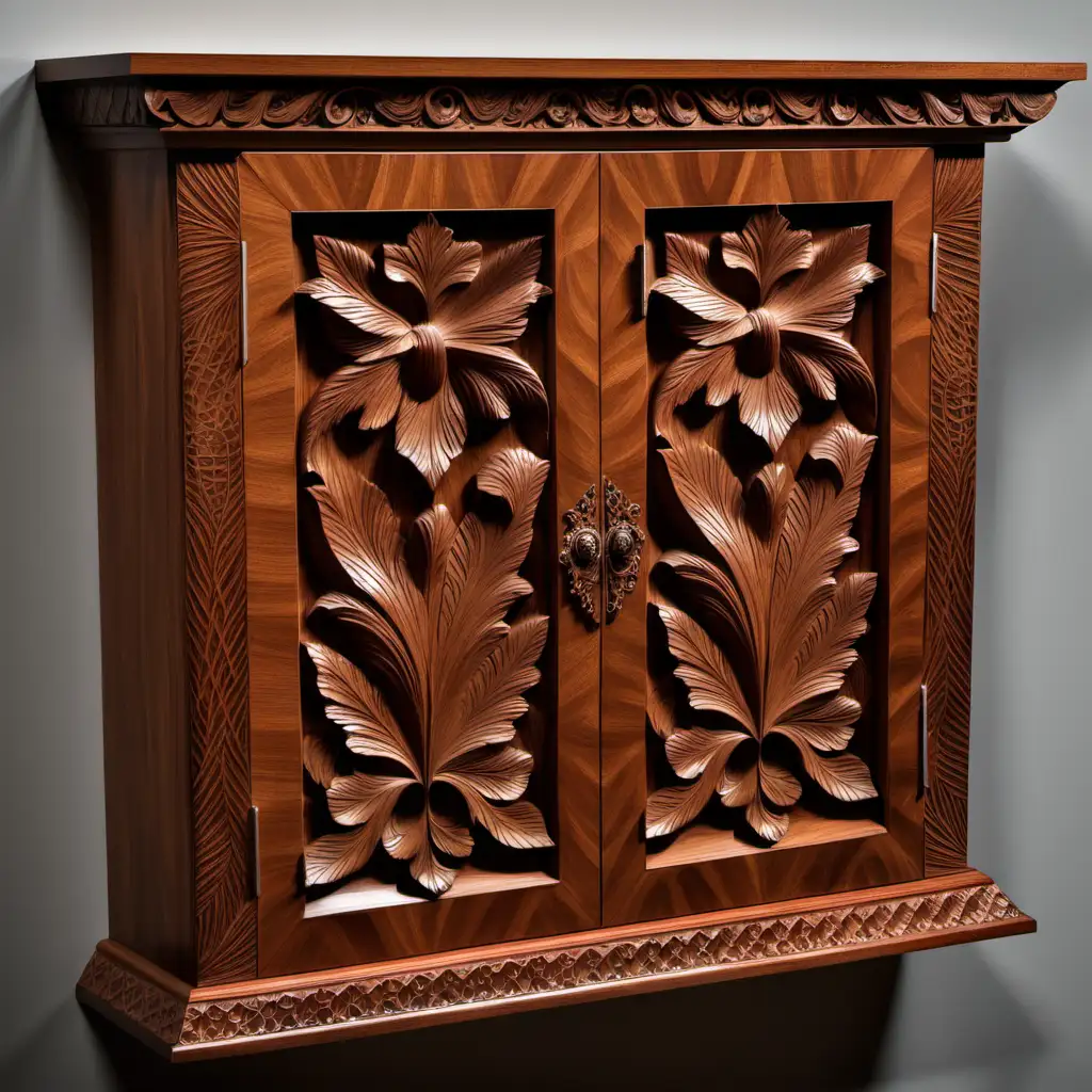 wall cabinet with carving
