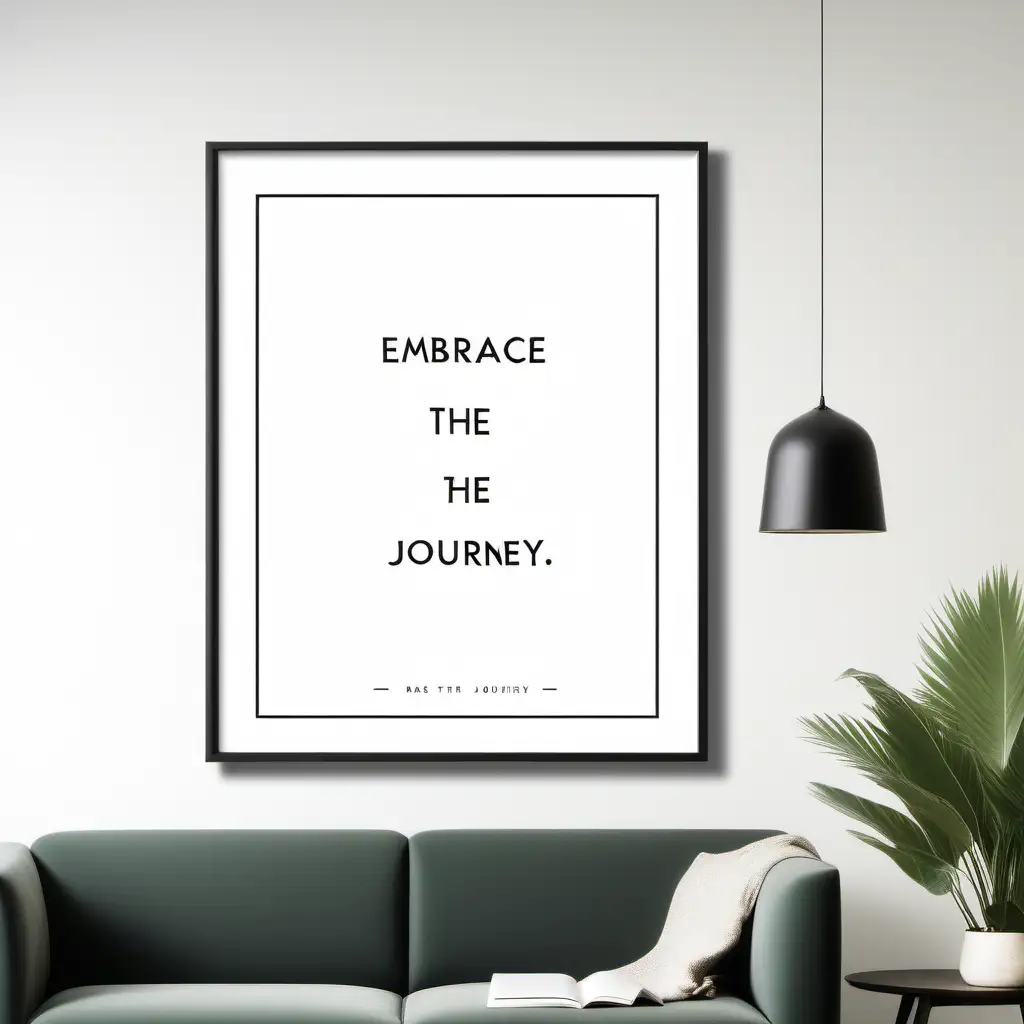 Modern, sleek lines with a minimalist frame, with quote 'Embrace the Journey'