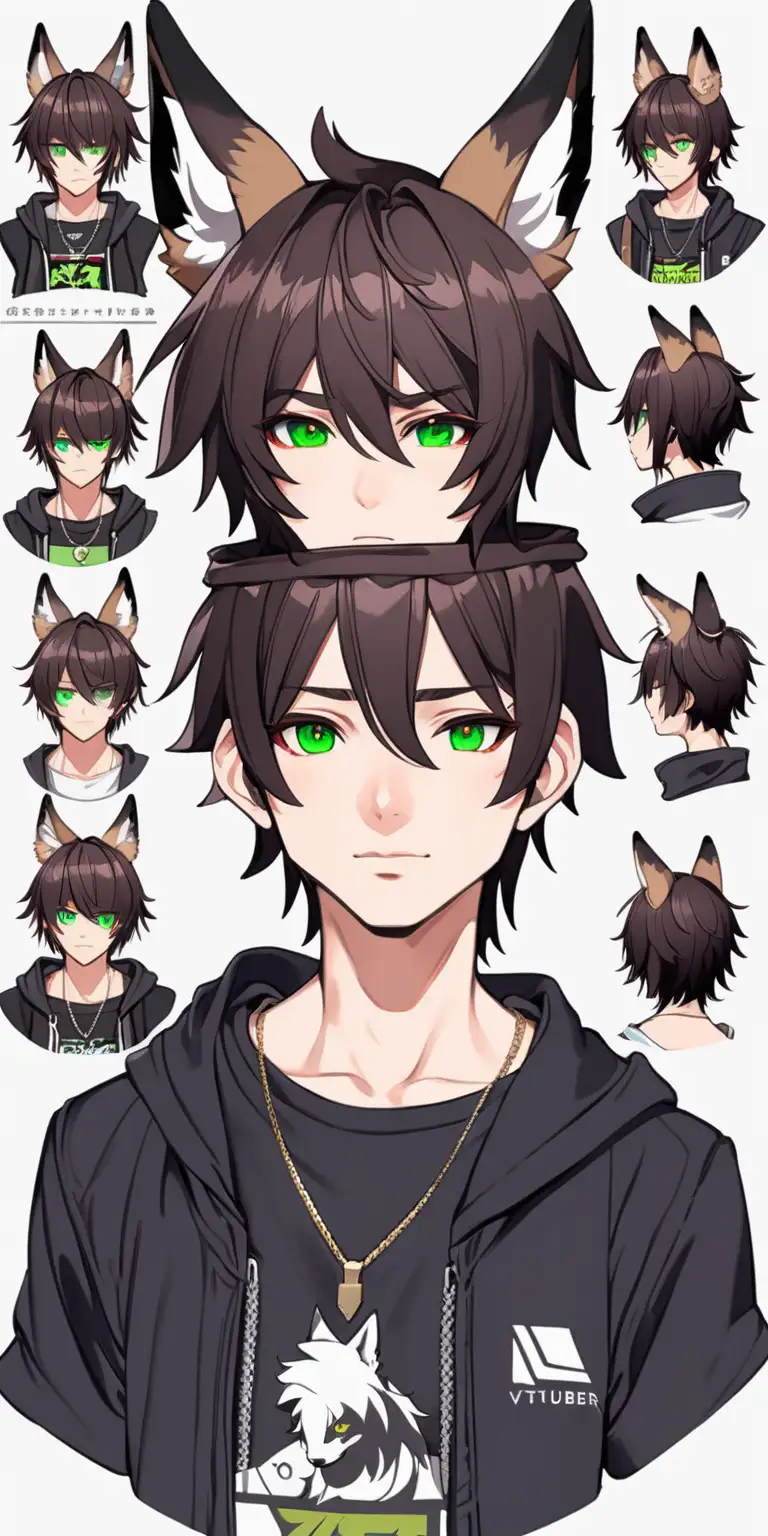 Modern Anime Boy Vtuber with Wolf Ears Vibrant Character Design