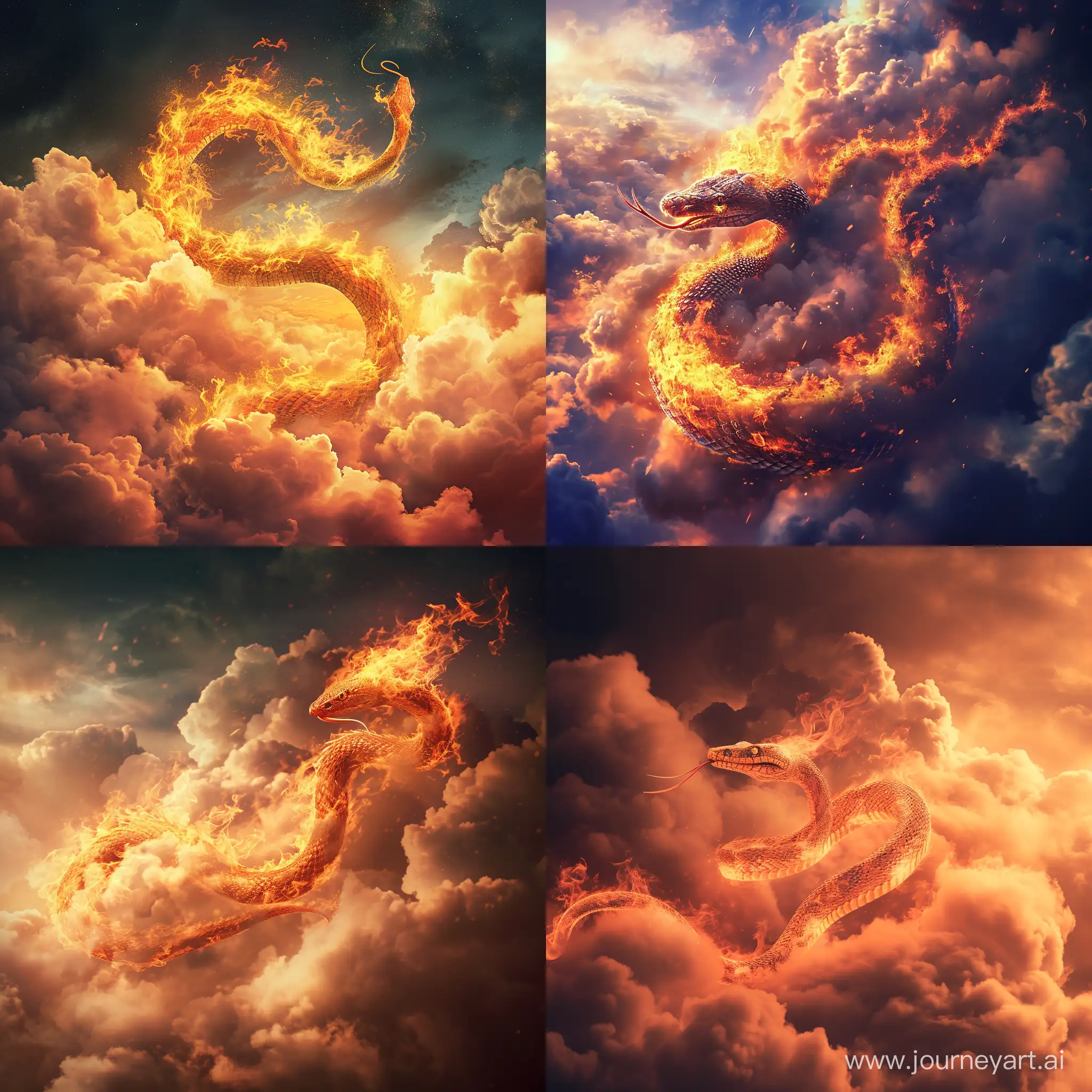 fire serpent in clouds --v 6