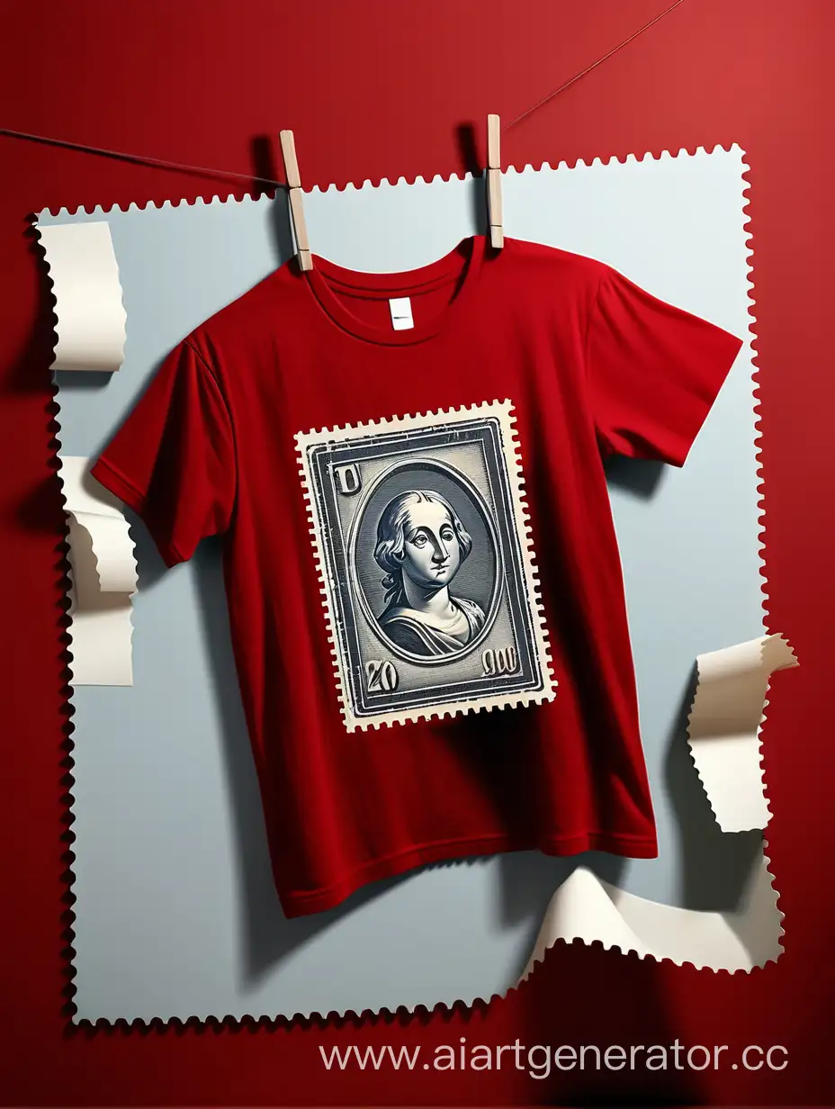 Floating-Red-TShirt-Stamp-Abstract-Apparel-Art