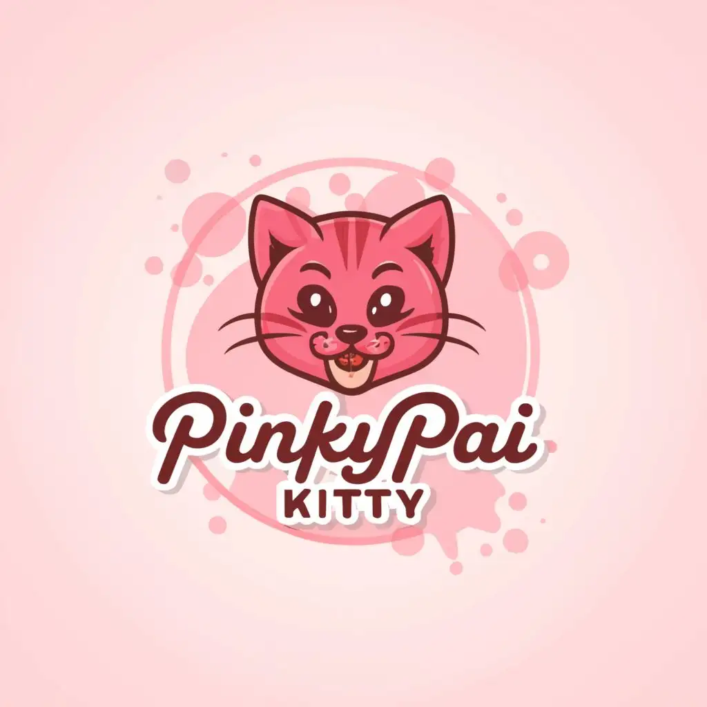 logo, pink cat, with the text "PinkyPai Kitty", typography