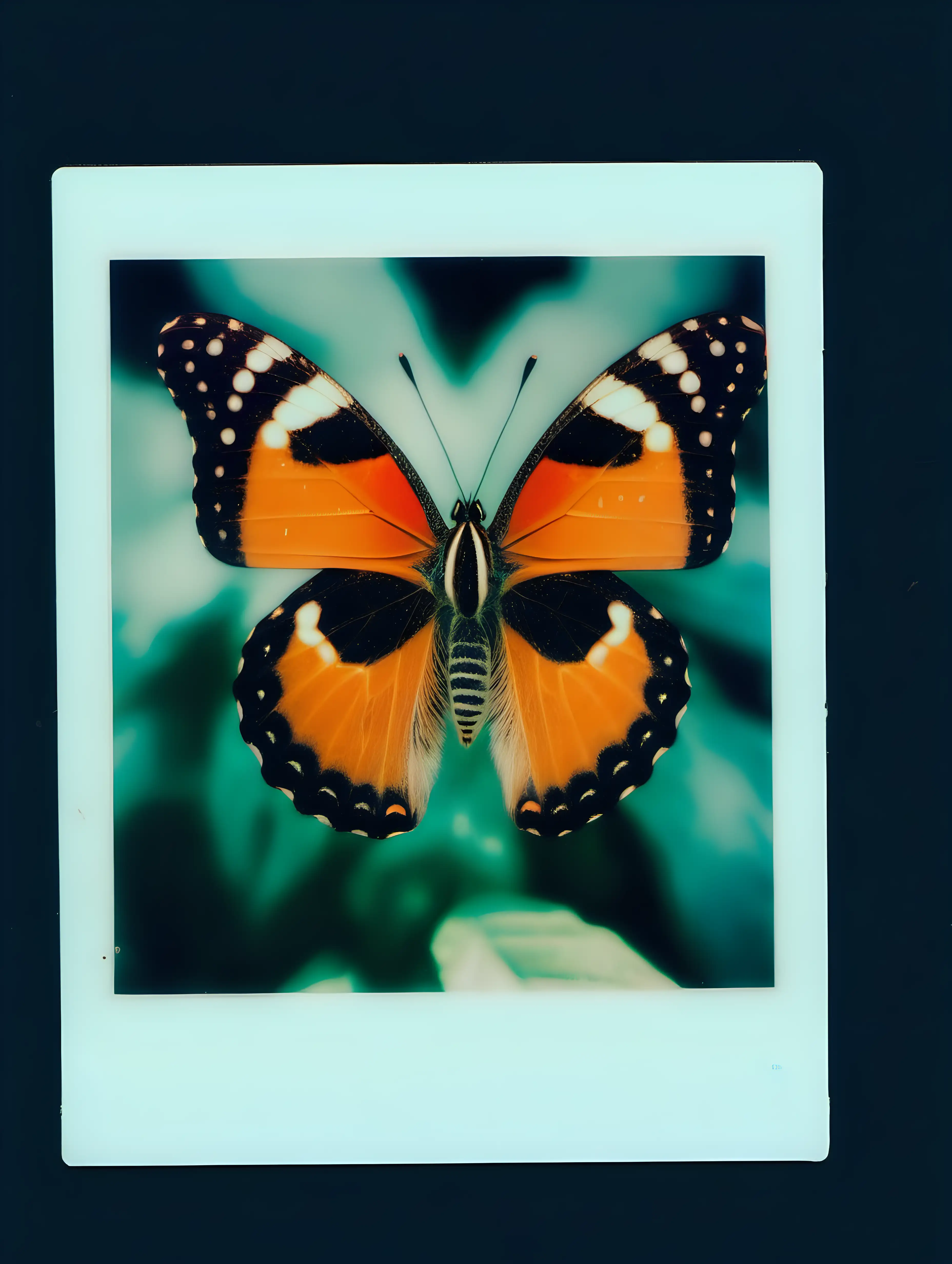 Vibrant Butterfly Captured on Polaroid