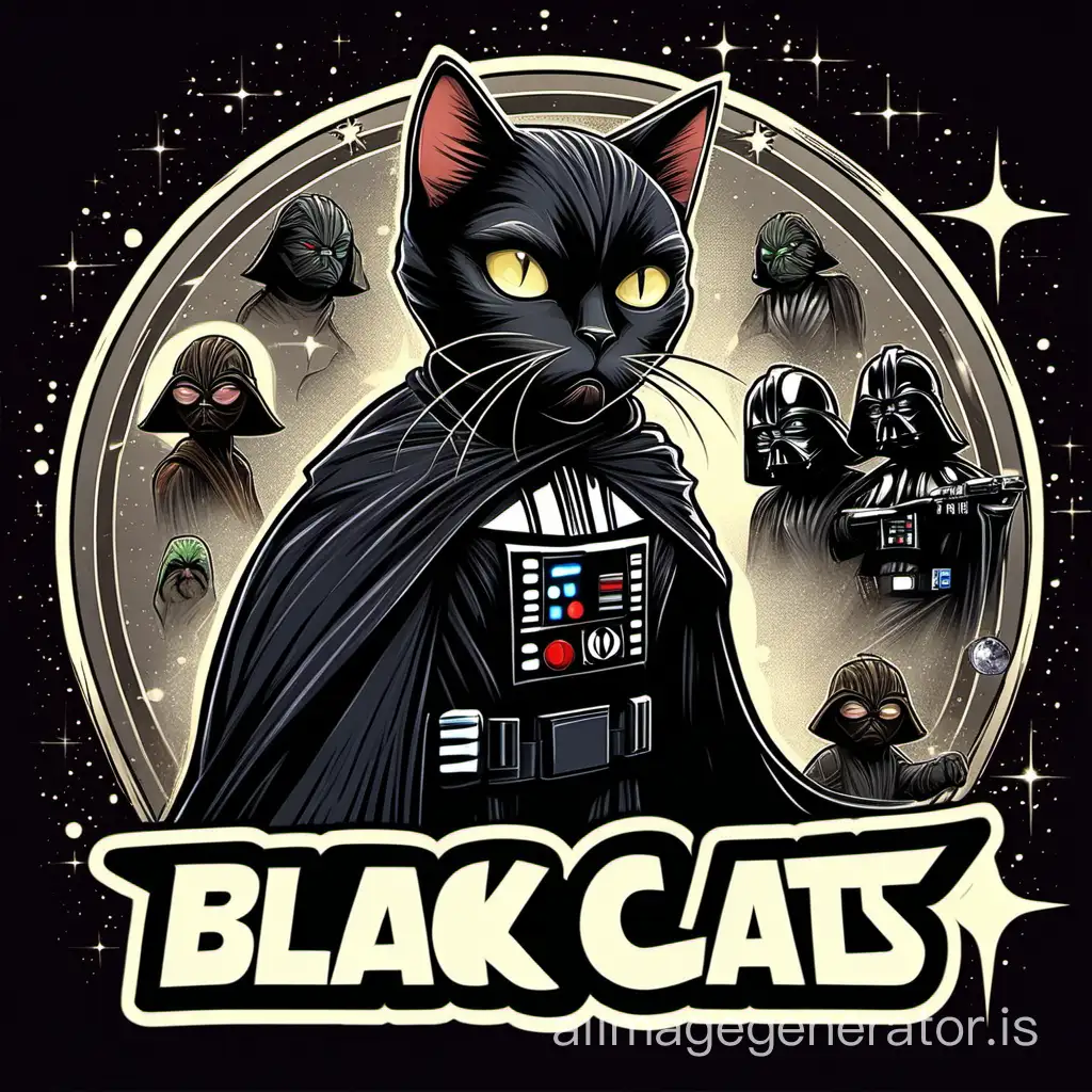 black cat, cartoon, star wars style