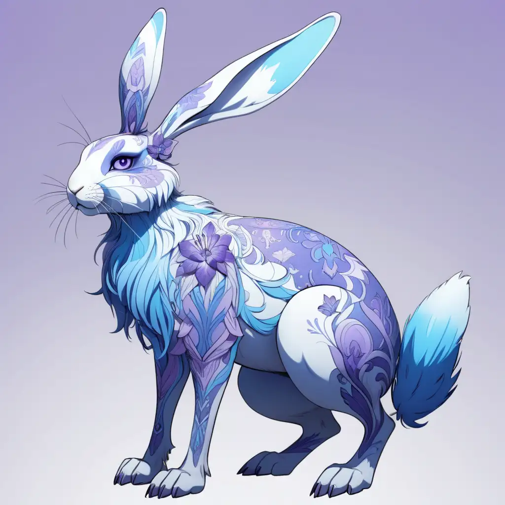 Enchanting Mythical Rabbit in Anime Style Blue and Lavender Fantasy ...