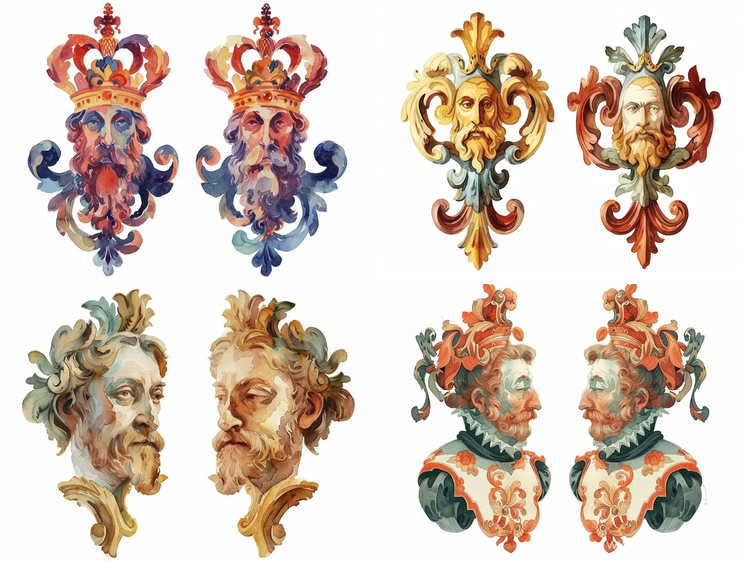 Renaissance-Kings-Man-Ornaments-Decorative-Watercolor-Illustrations-in-James-Christensen-Style