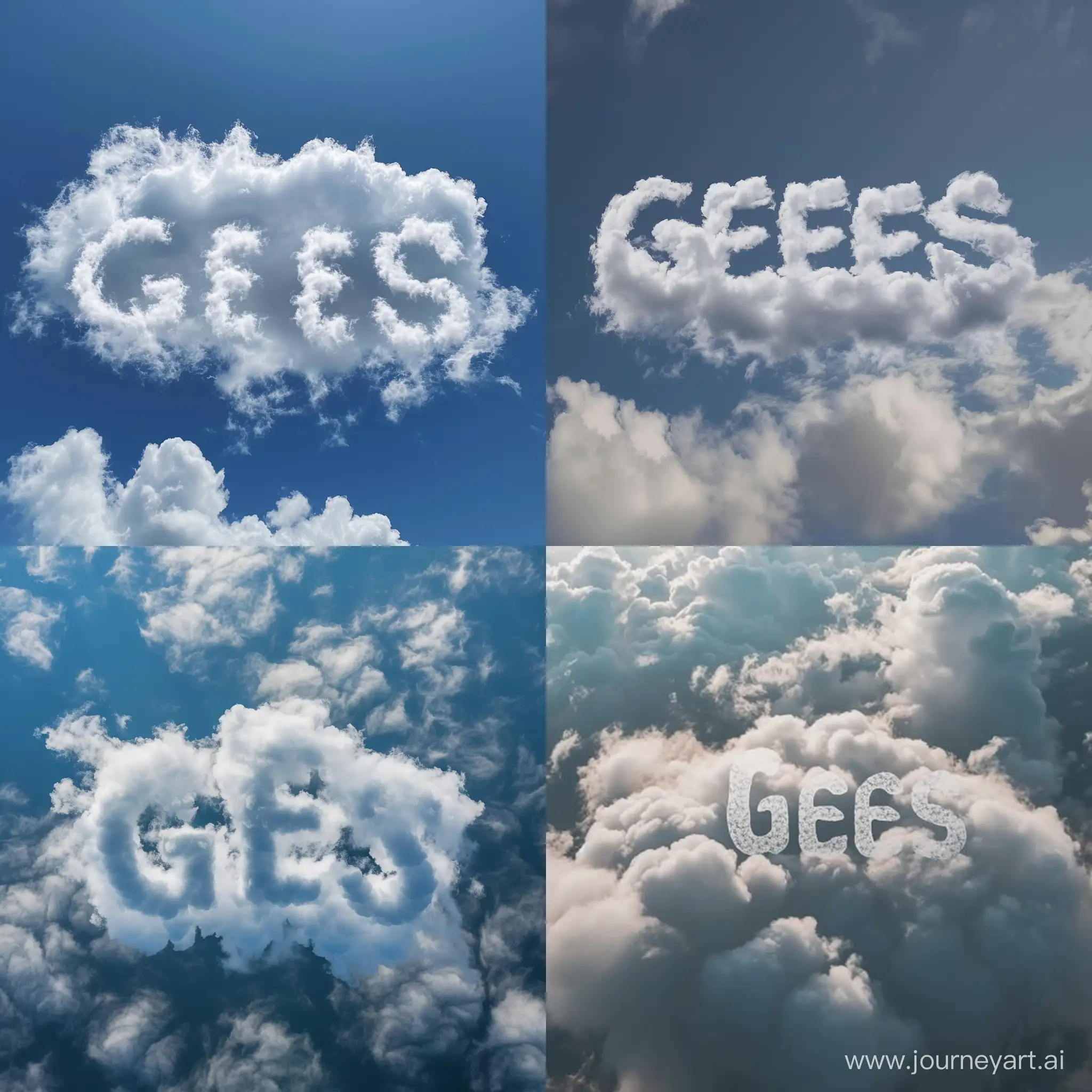 Put the words "Gees" in the clouds 
