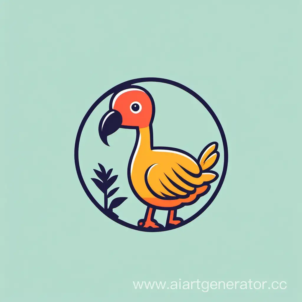 минималистичный 
детский логотип для магазина игрушек 
с птицей додо 