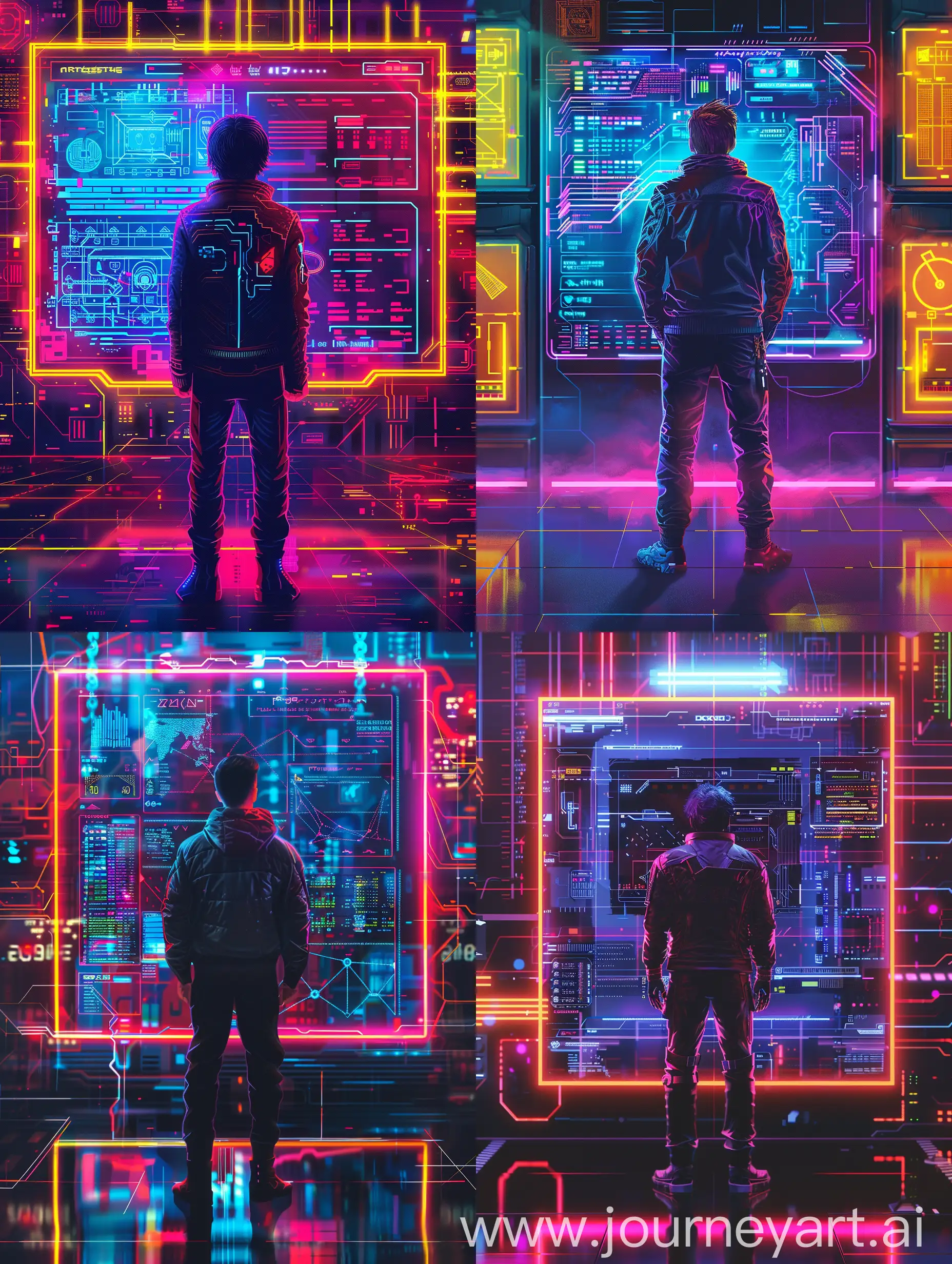 Cyberpunk-Character-Standing-Before-Neon-Screen-Trending-PC-Game-Art