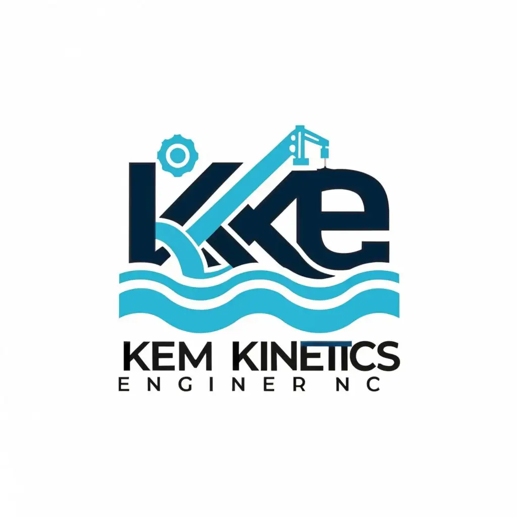 logo, water ocean, with the text "KKE
Kem Kinetics Engineering", typography, be used in Construction industry