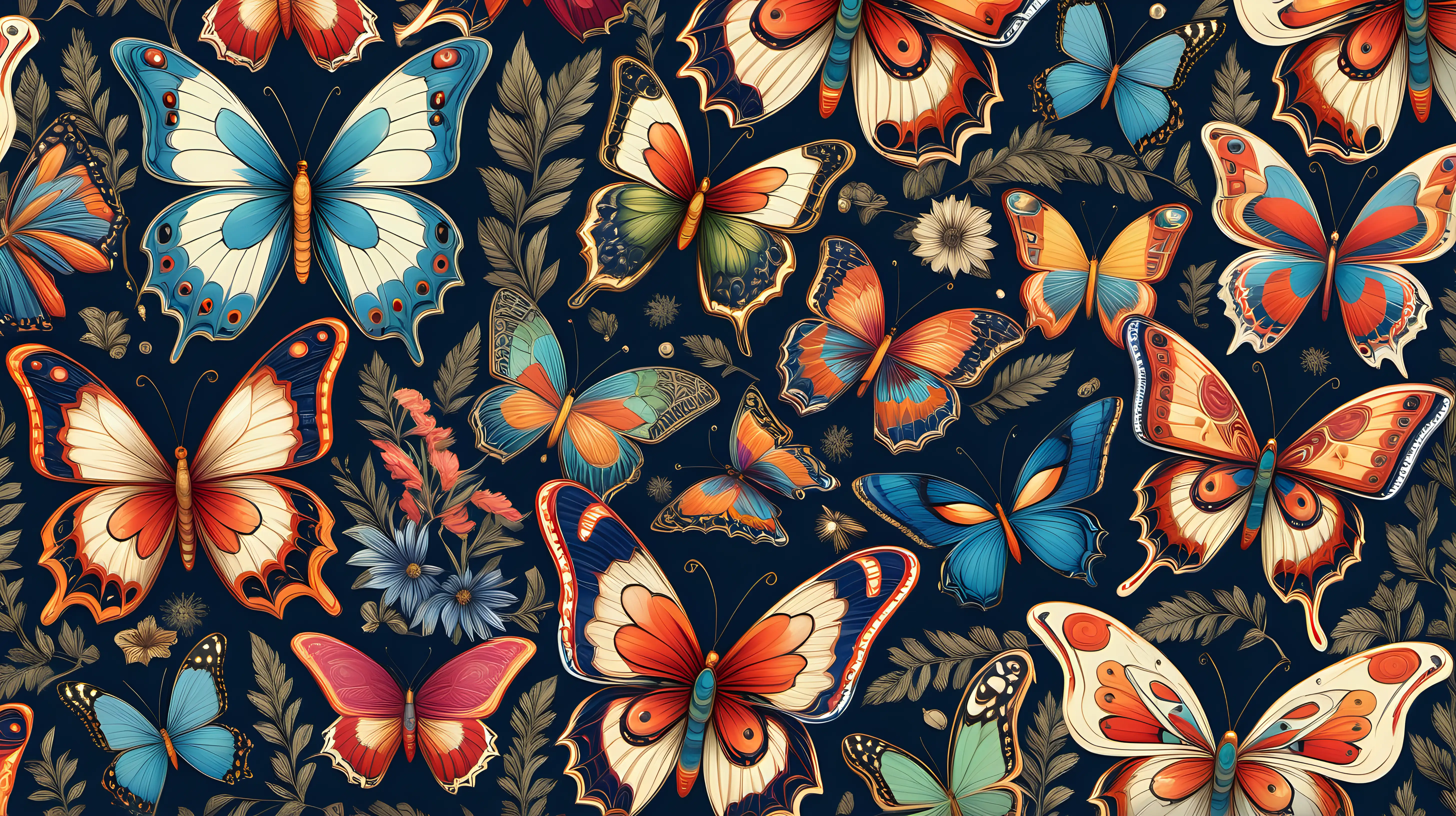 Exquisite Butterfly and Floral Pattern for Custom Wrapping Paper