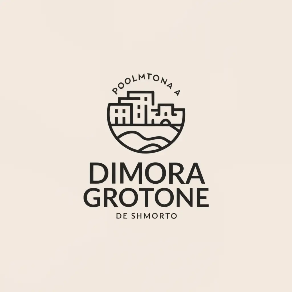 a logo design,with the text "Dimora grottone", main symbol:to create an illustration with the skyline of Polignano a mare ,Minimalistic,clear background