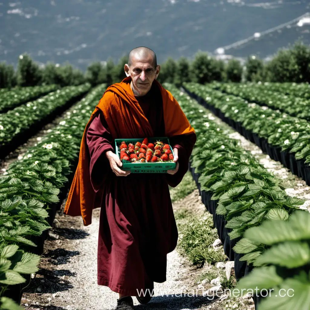 Монах в греции выращивает клубнику