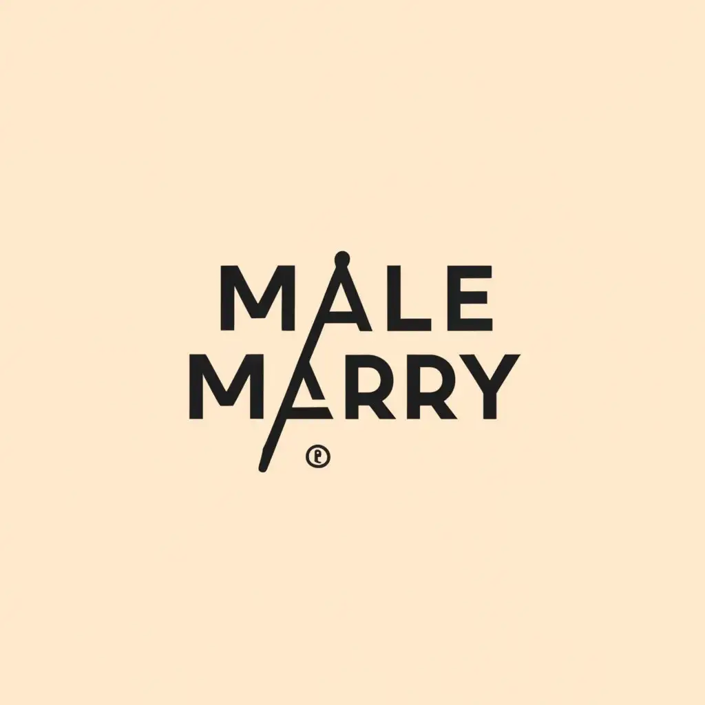 a logo design,with the text "male miary", main symbol:logo, minimalist style shape, A logo for a knitting brand with the words "Male Miary" in black lettering and a knitting needle icon, solid background color beige, vector graphics simple design, clean edges.,Moderate,clear background