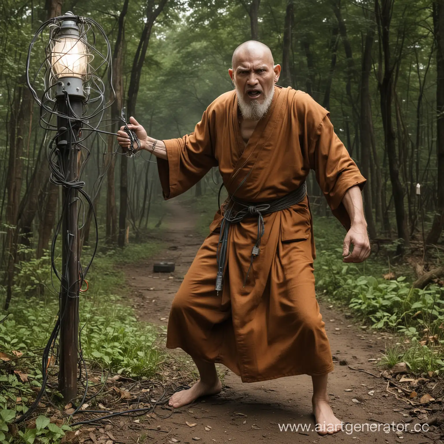 Очень злой монах-затворник, который работает с электричеством