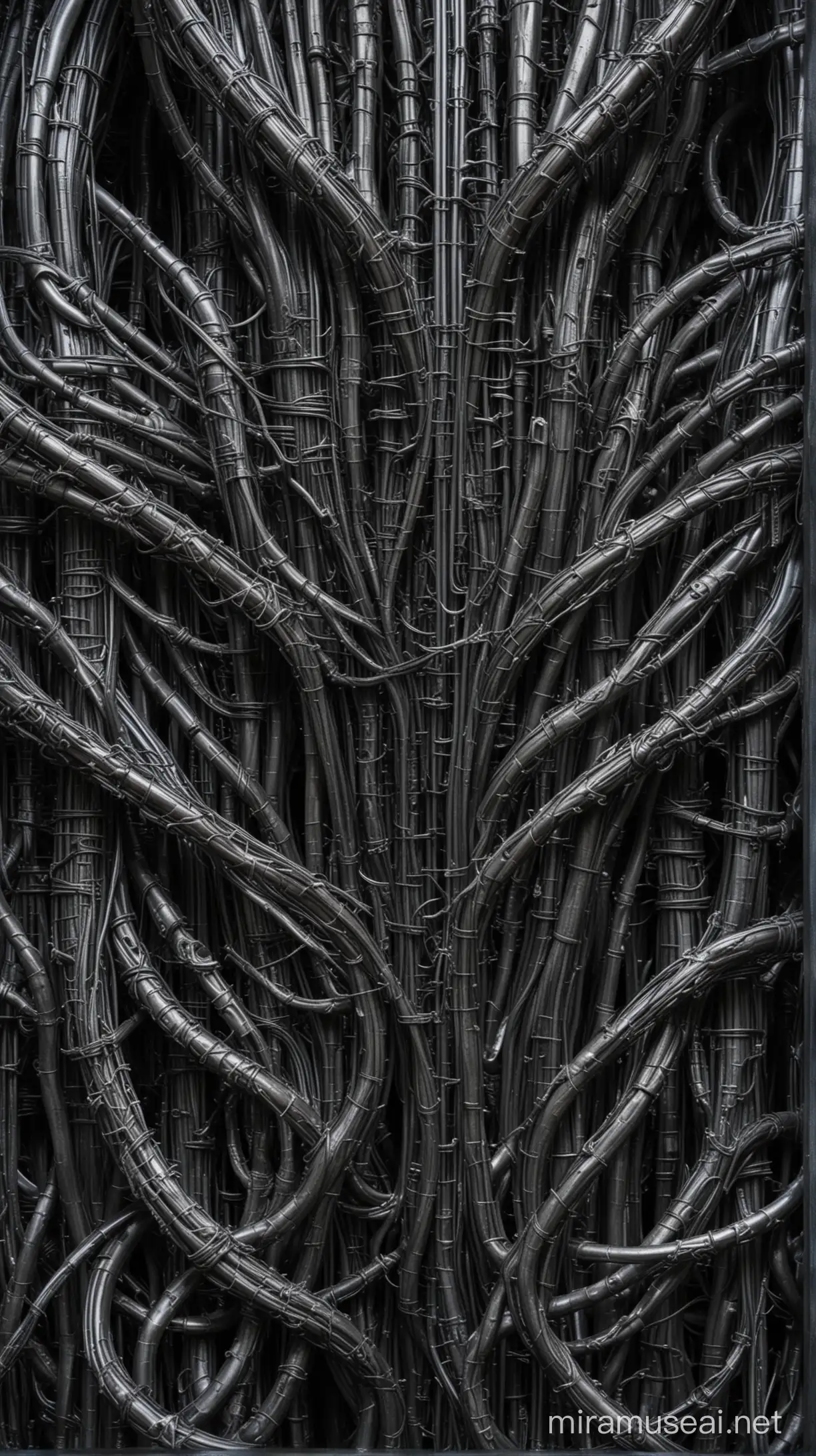 Twisted Wires in Surreal Giger Style Art