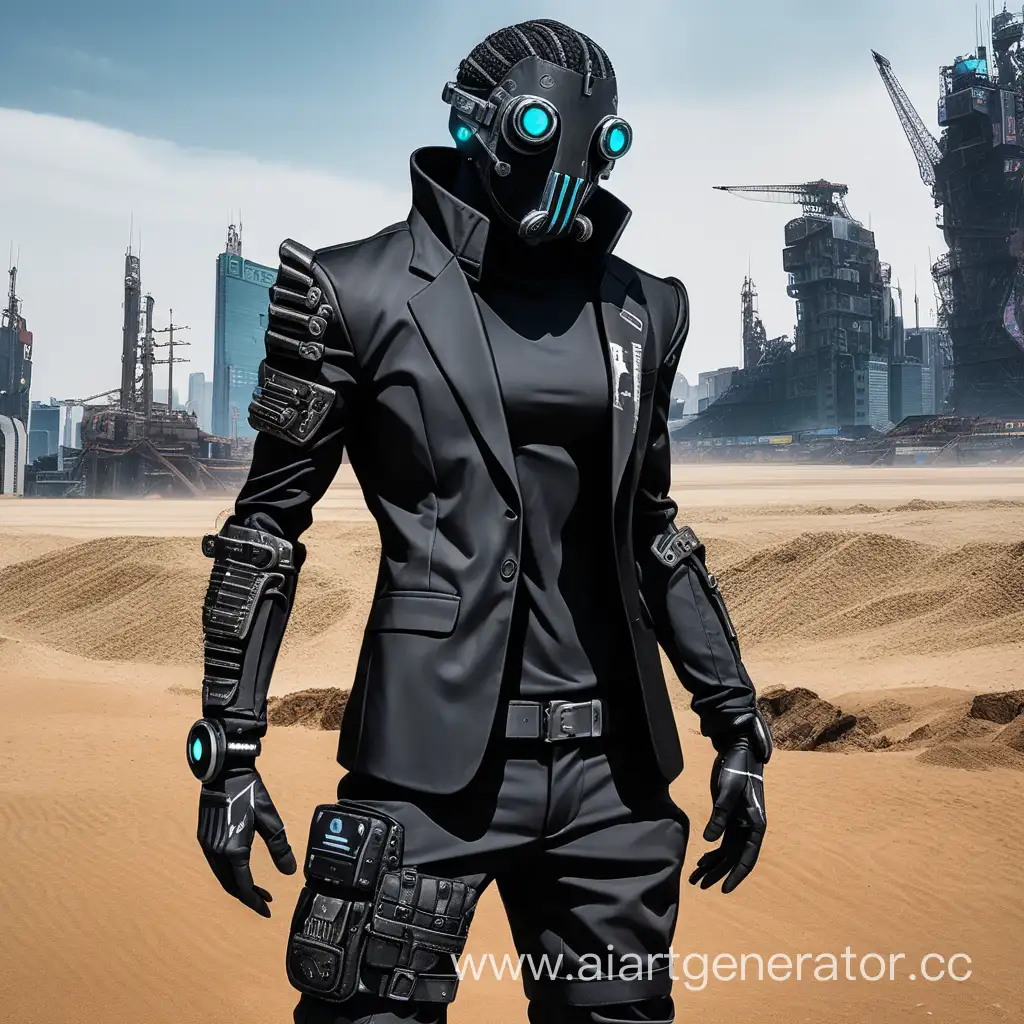 Anime-Survivor-in-Cyberpunk-Future-Black-Suit-and-Mask-in-Wasteland