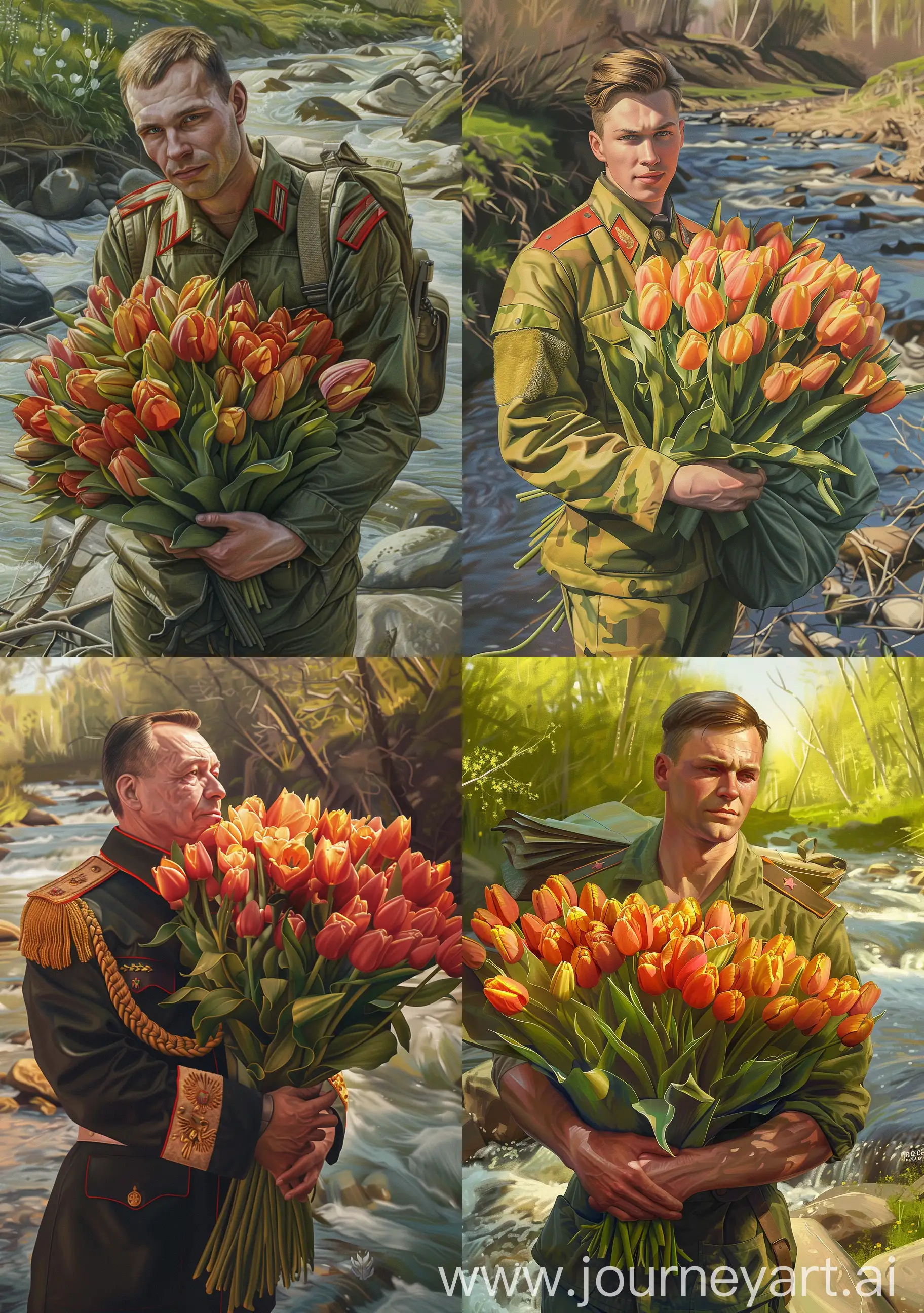 Charming-Russian-Soldier-with-Tulips-A-Hyperrealistic-Portrait-in-Spring