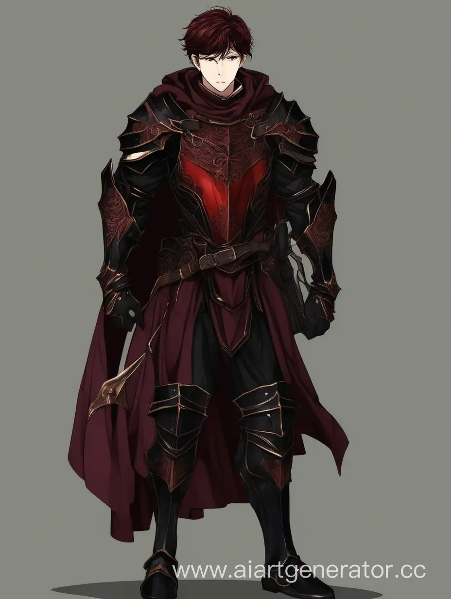 Aristocratic-Teenage-Archer-in-Black-and-Red-Armor-with-Bow