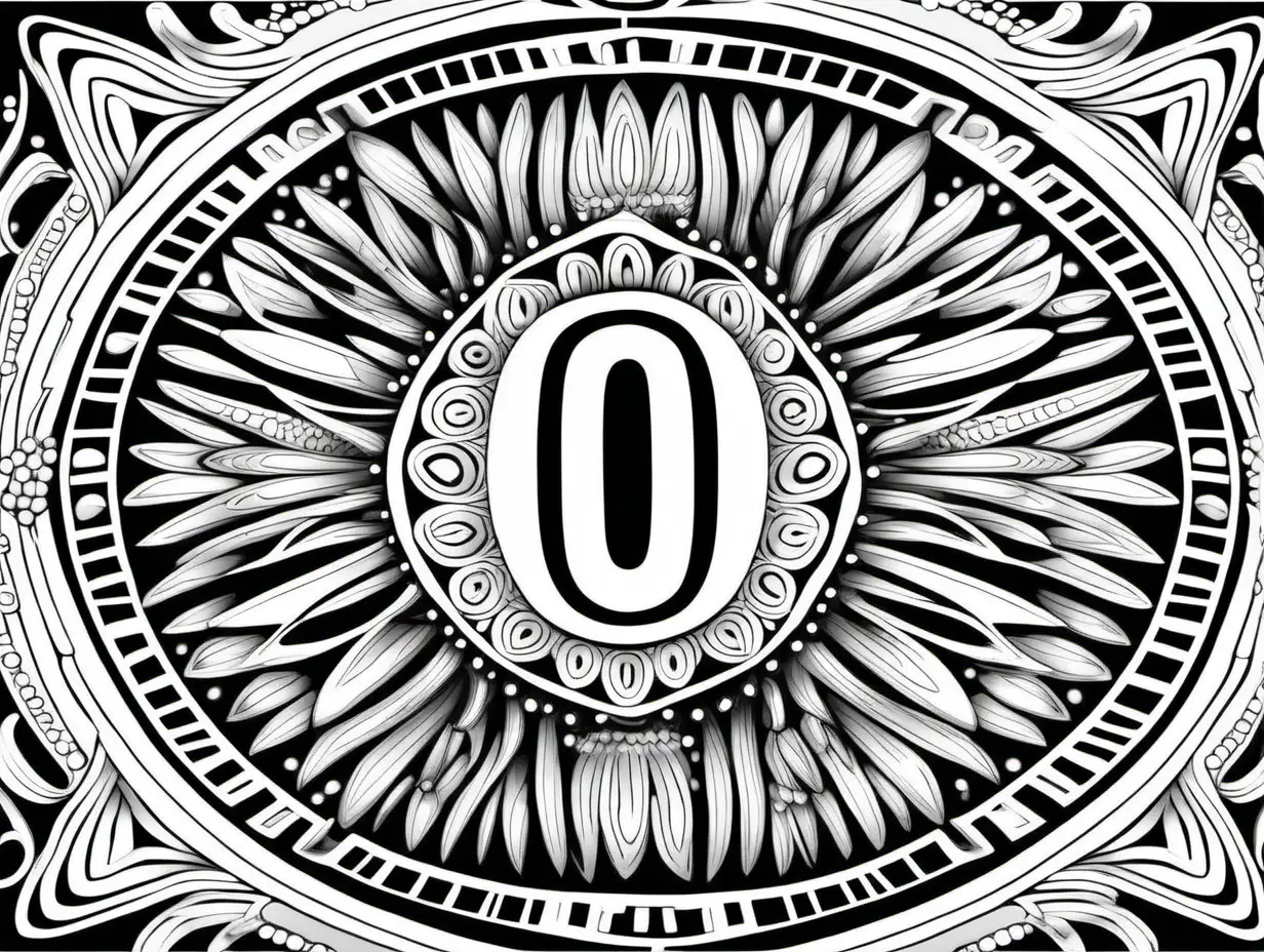 Monochrome Mandala Art of Number 0 for Coloring