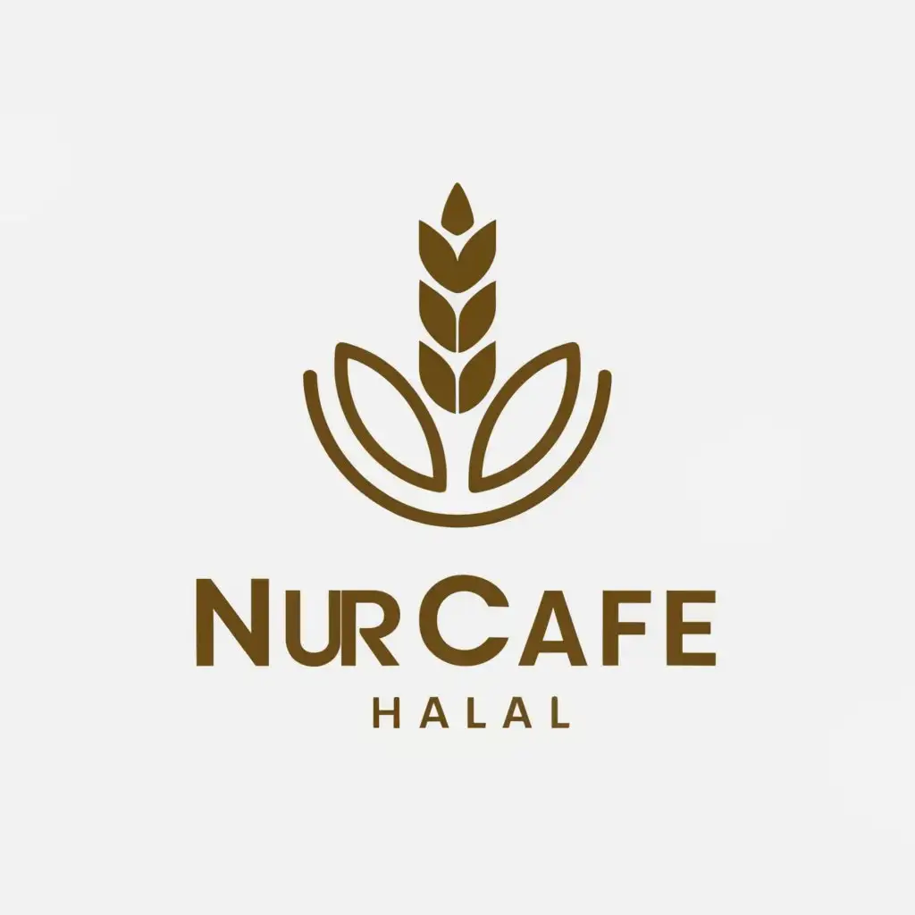 a logo design,with the text "NUR CAFE - HALAL CAFE", main symbol:ear of wheat,Moderate,be used in Restaurant industry,clear background