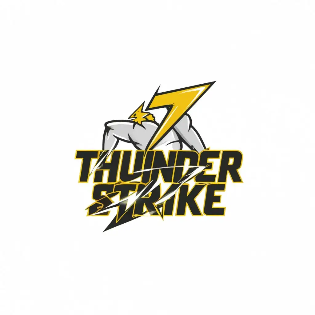 a logo design,with the text "Thunder Strike", main symbol:one zap and your back,Moderate,clear background