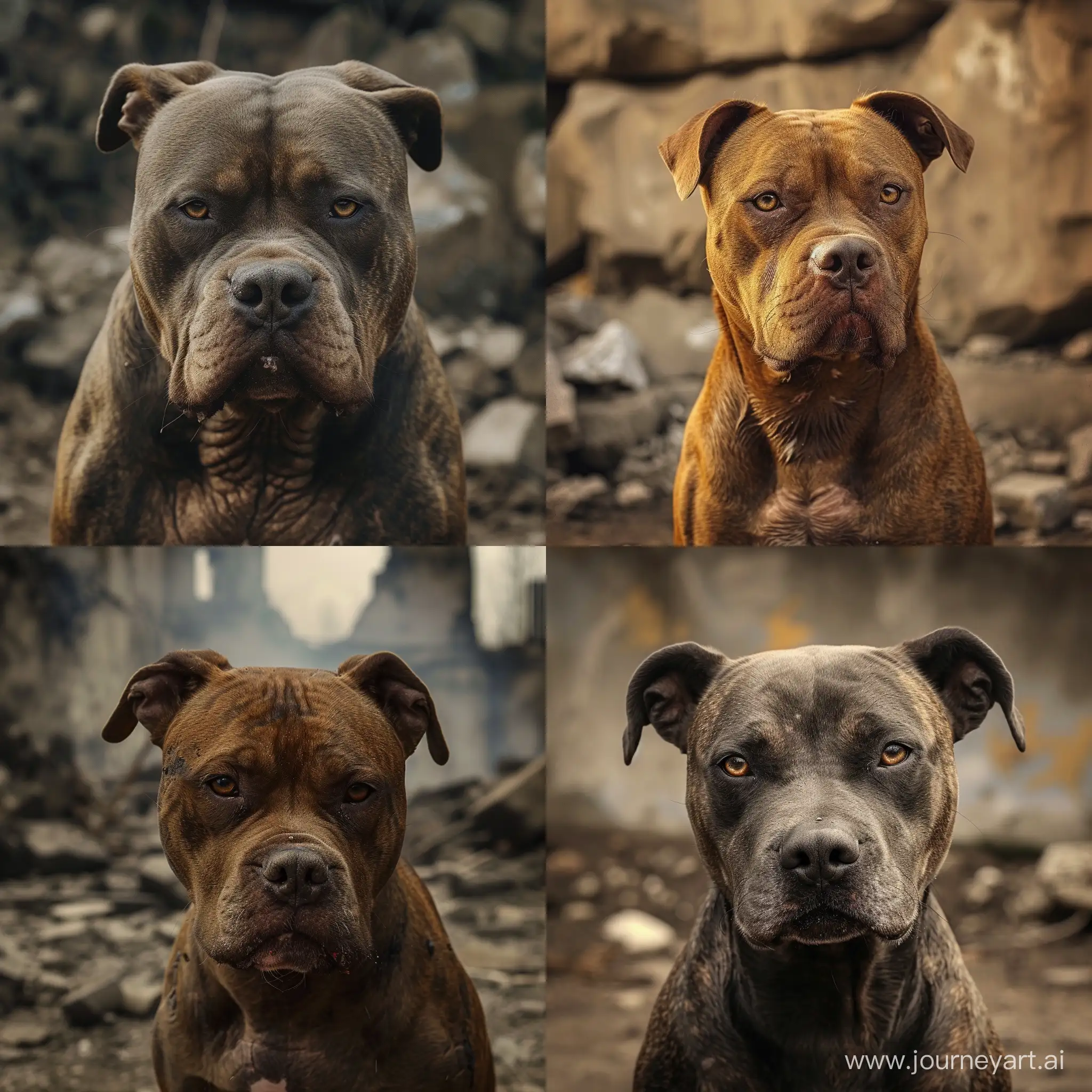 Fierce-Pit-Bull-Amidst-Urban-Warfare-Powerful-Canine-in-Stone-Jungle