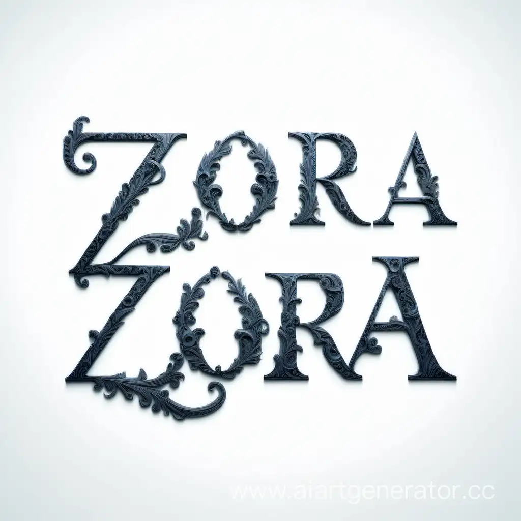 слова "ZORA x SCROLL" на белом фоне